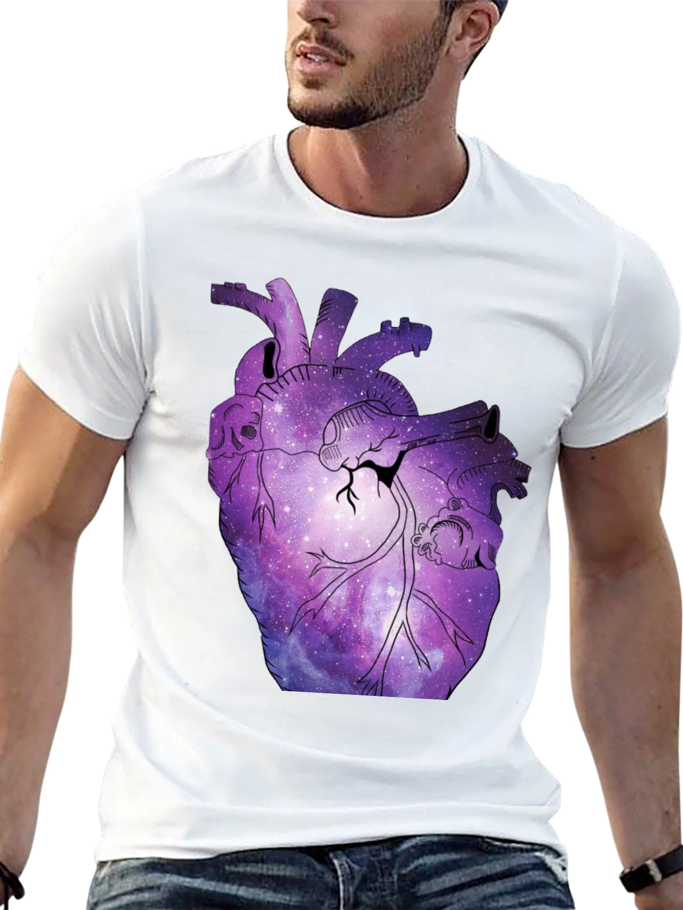 Galaxy Heart Graphic T-Shirt - Unique Space Design