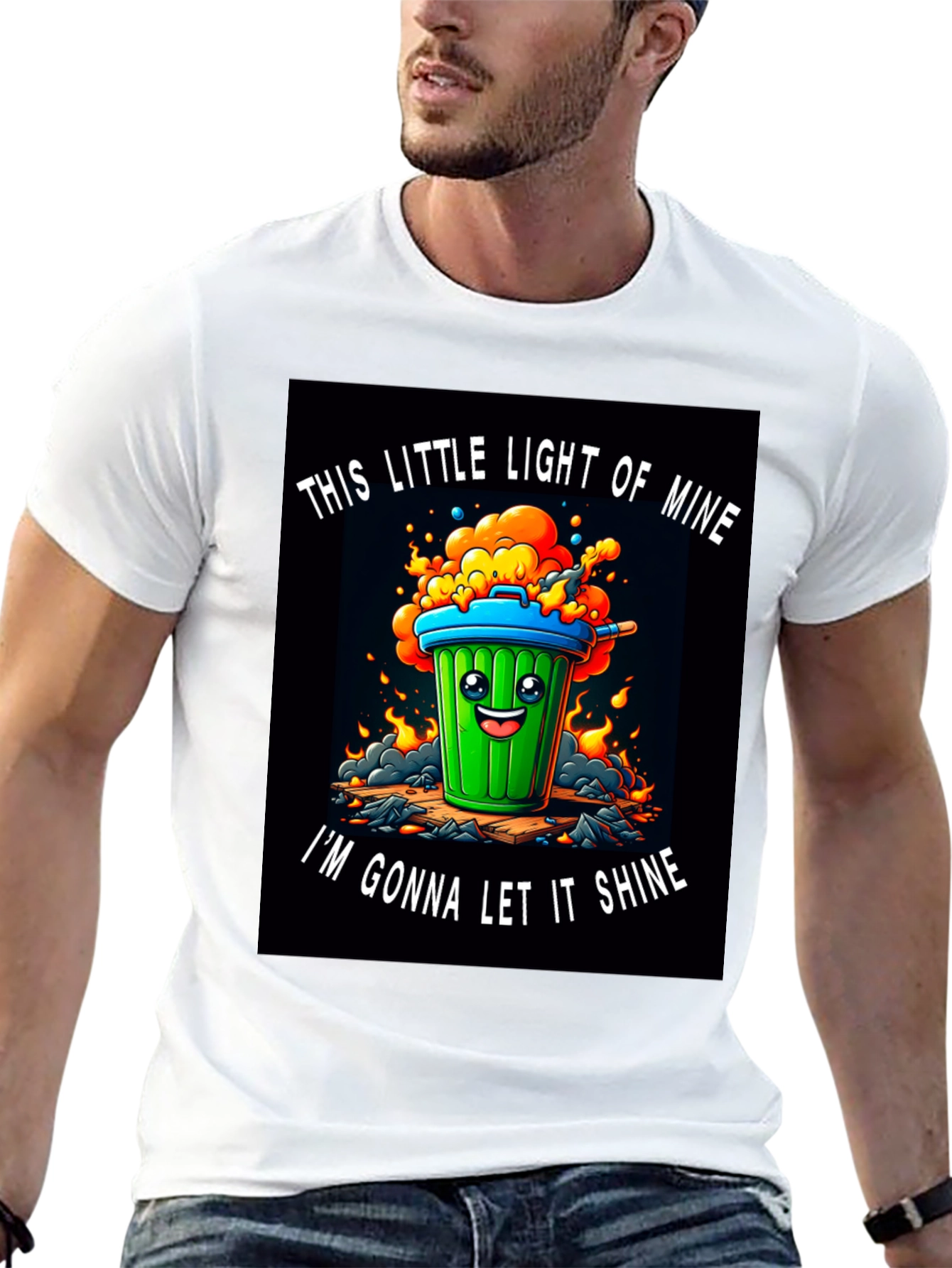 Funny Trash Can T-Shirt - Let it Shine!
