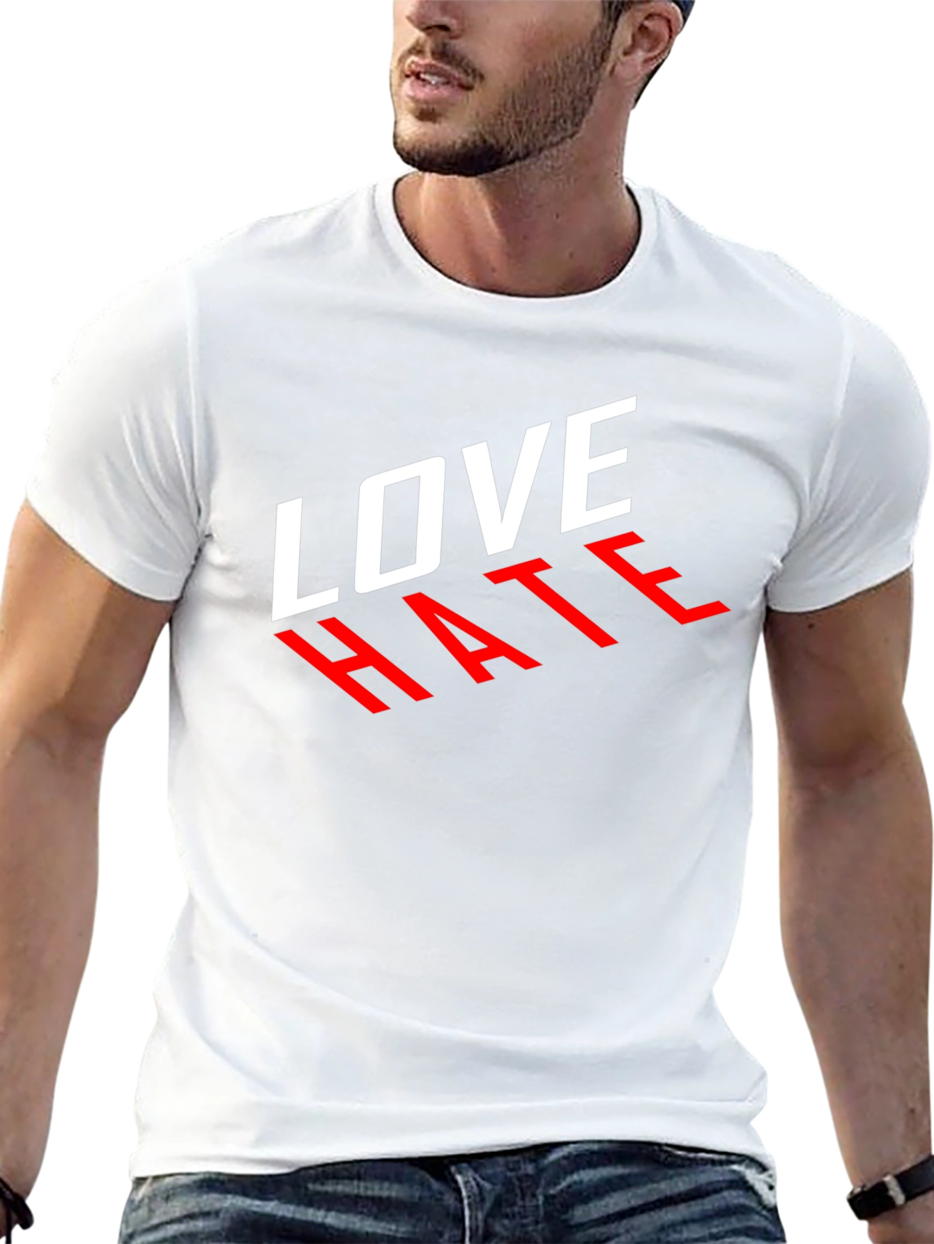 Love Hate Graphic Tee - Stylish Contrast Design