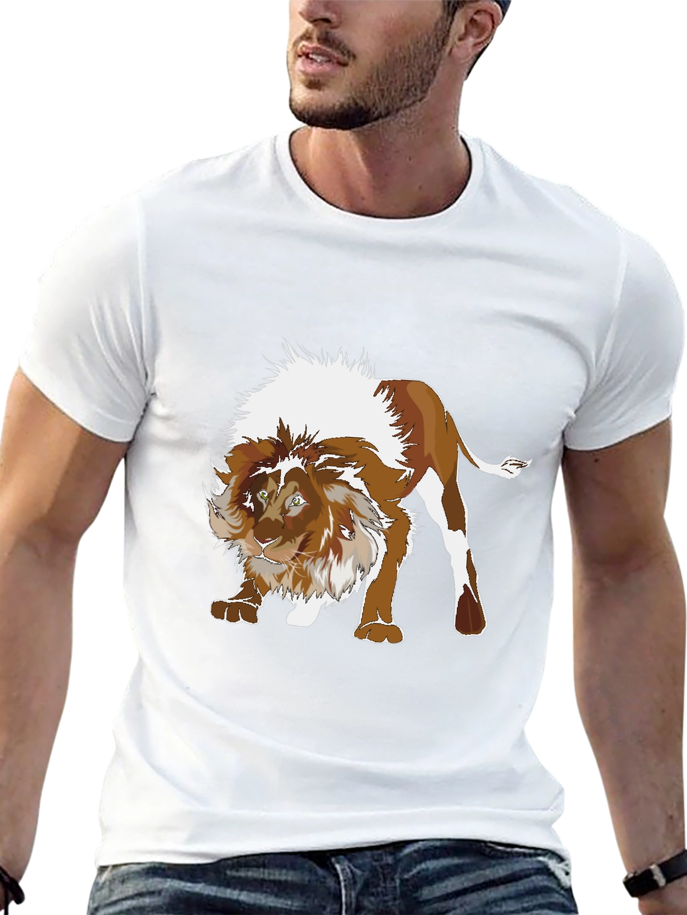 Lion Graphic Tee - Fierce Animal Print T-Shirt