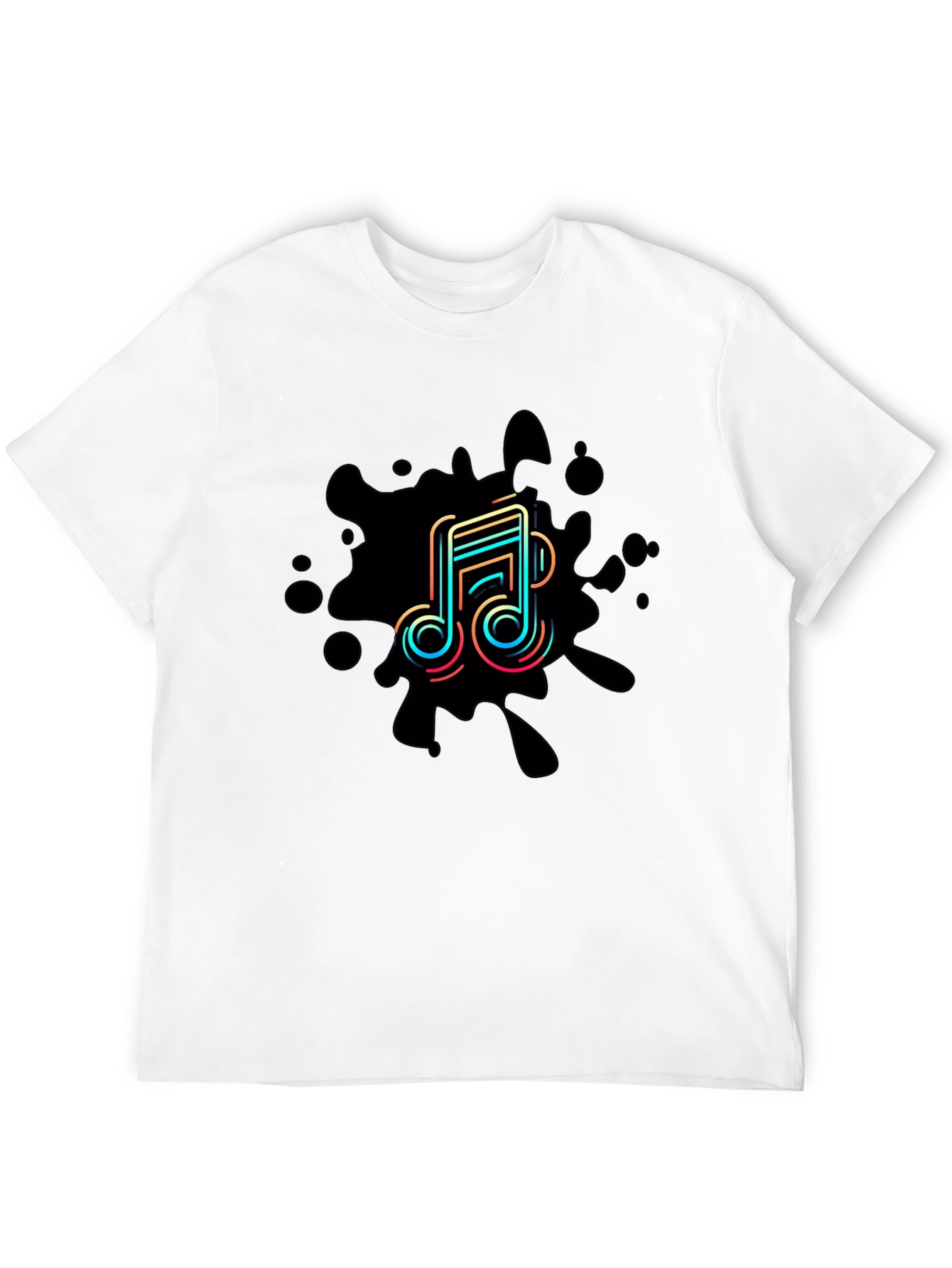 Trendy Music Note Graphic Black T-Shirt