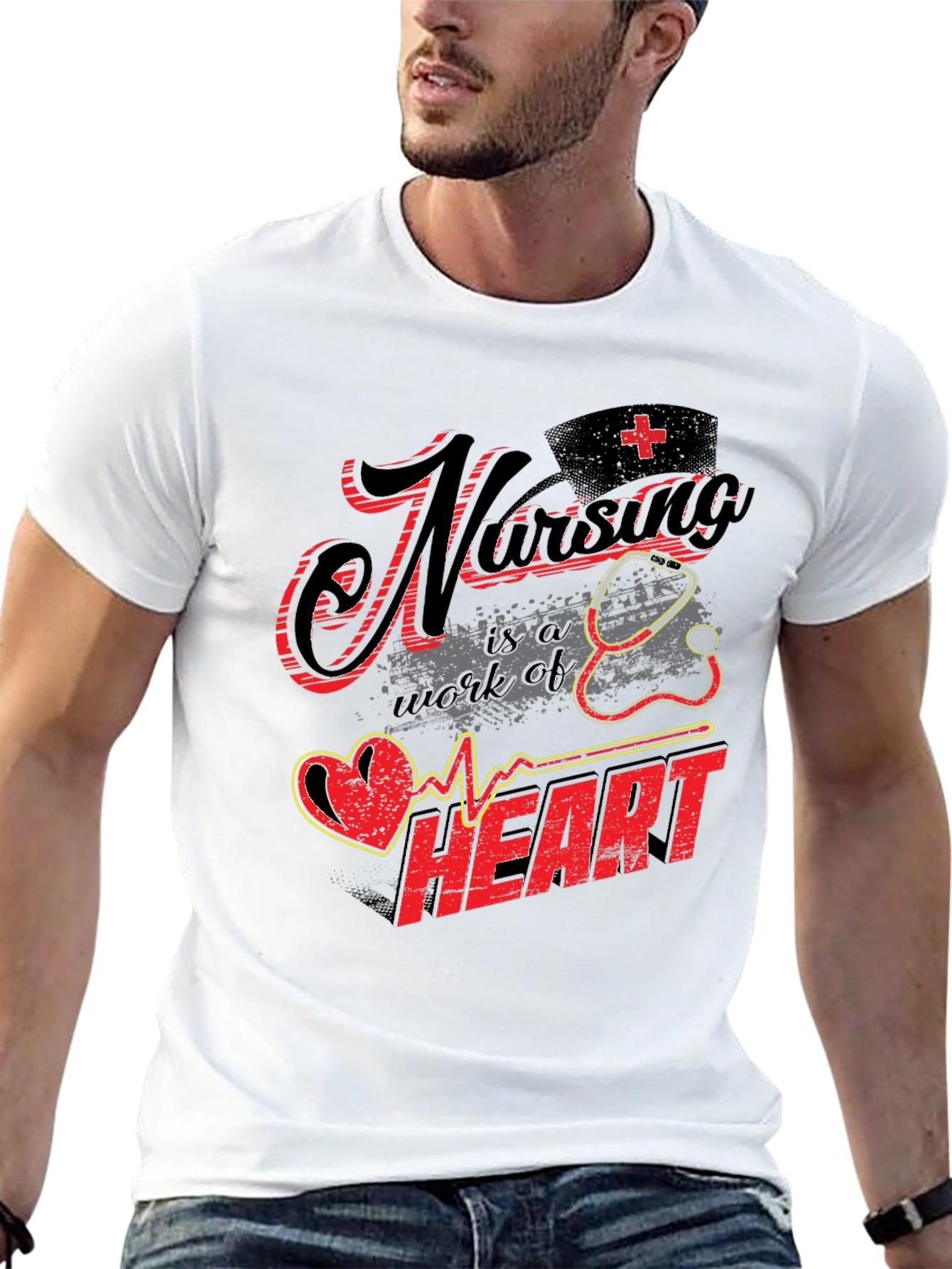 Nursing is a Work of Heart Graphic T-Shirt