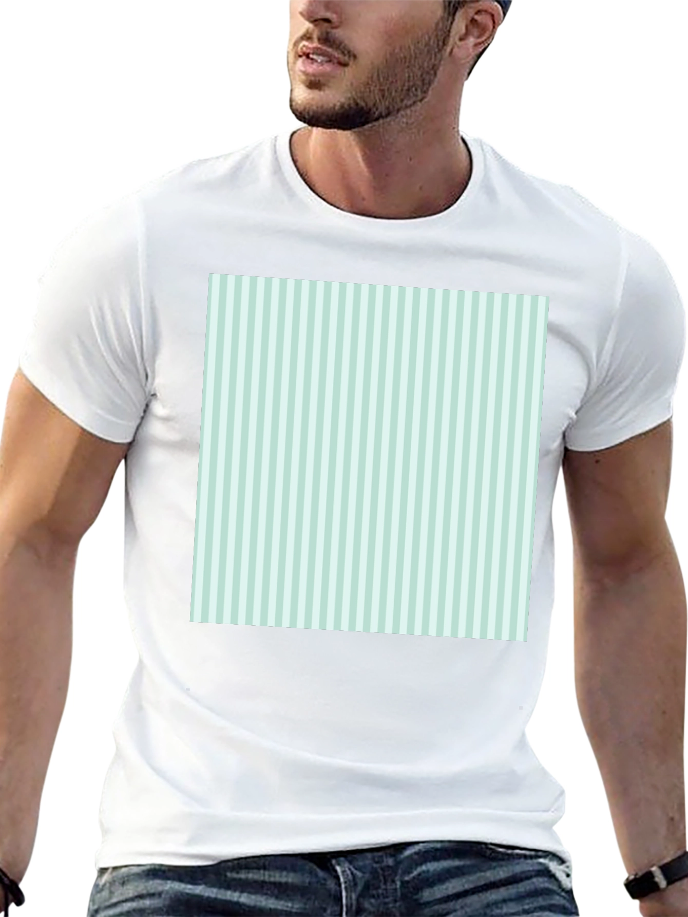 Striped Square Tee - Modern Graphic T-Shirt