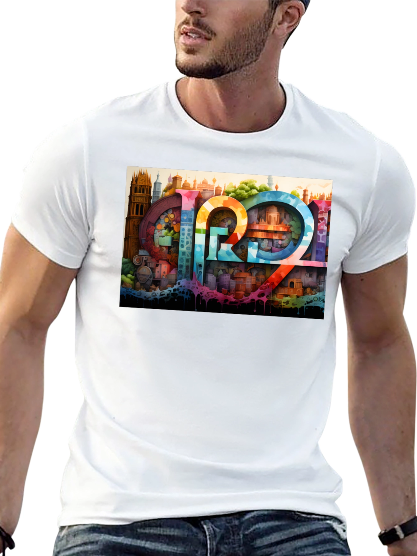 Colorful Cityscape Graphic Tee