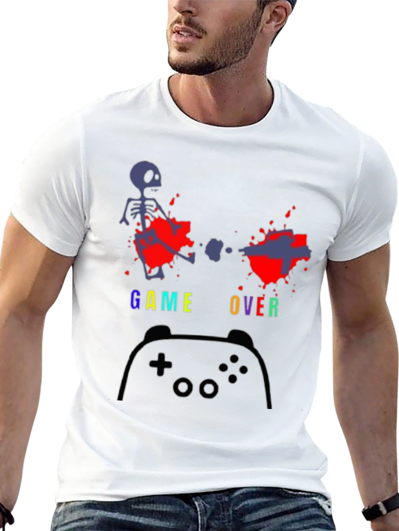 Game Over T-Shirt - Gamer Skeleton Tee