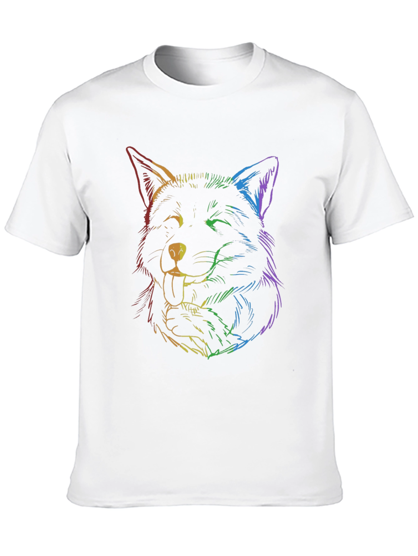 Rainbow Wolf Graphic Tee - Stylish Unisex T-Shirt