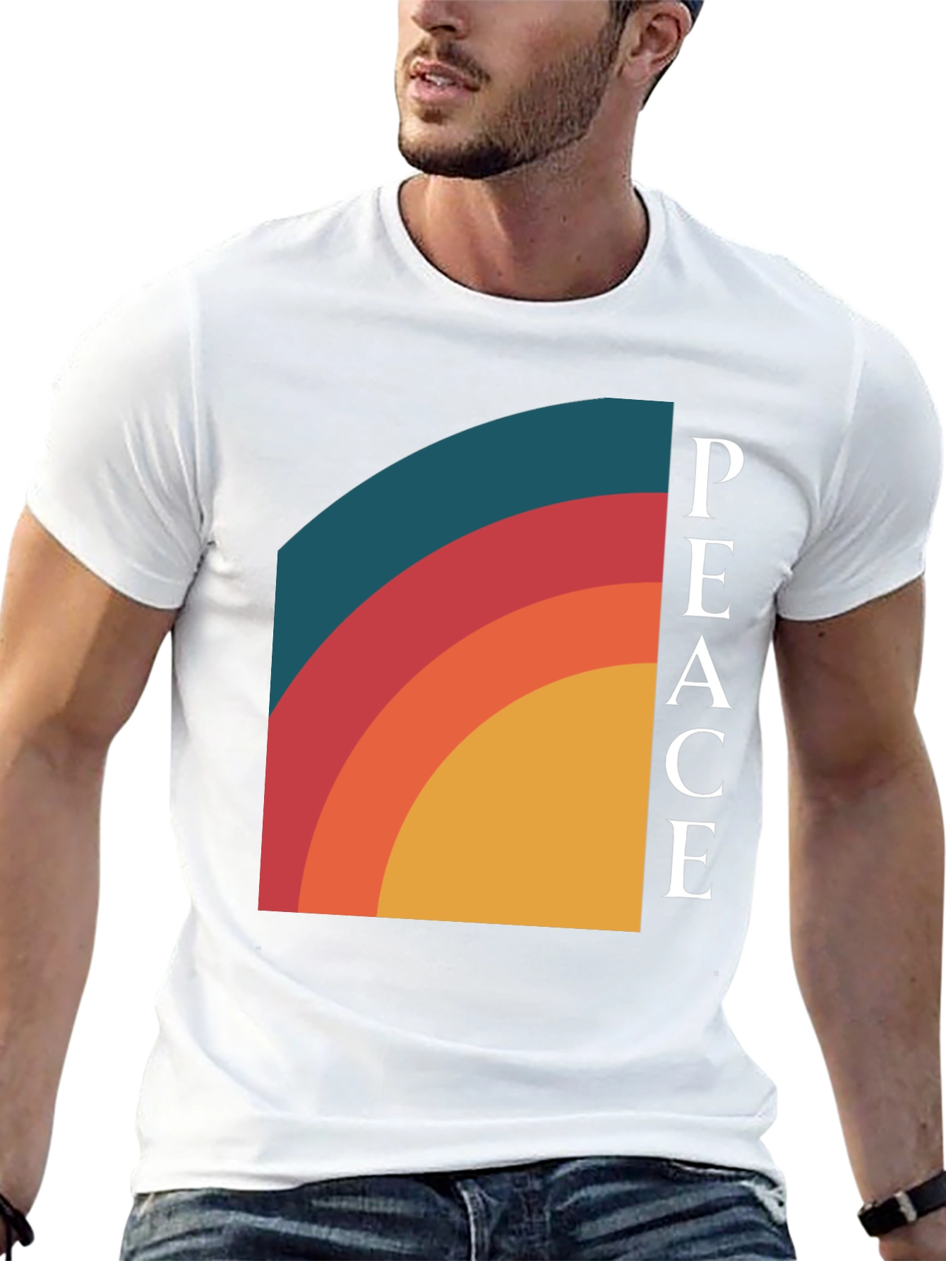 Peace Retro Rainbow Graphic Tee - Classic Fit