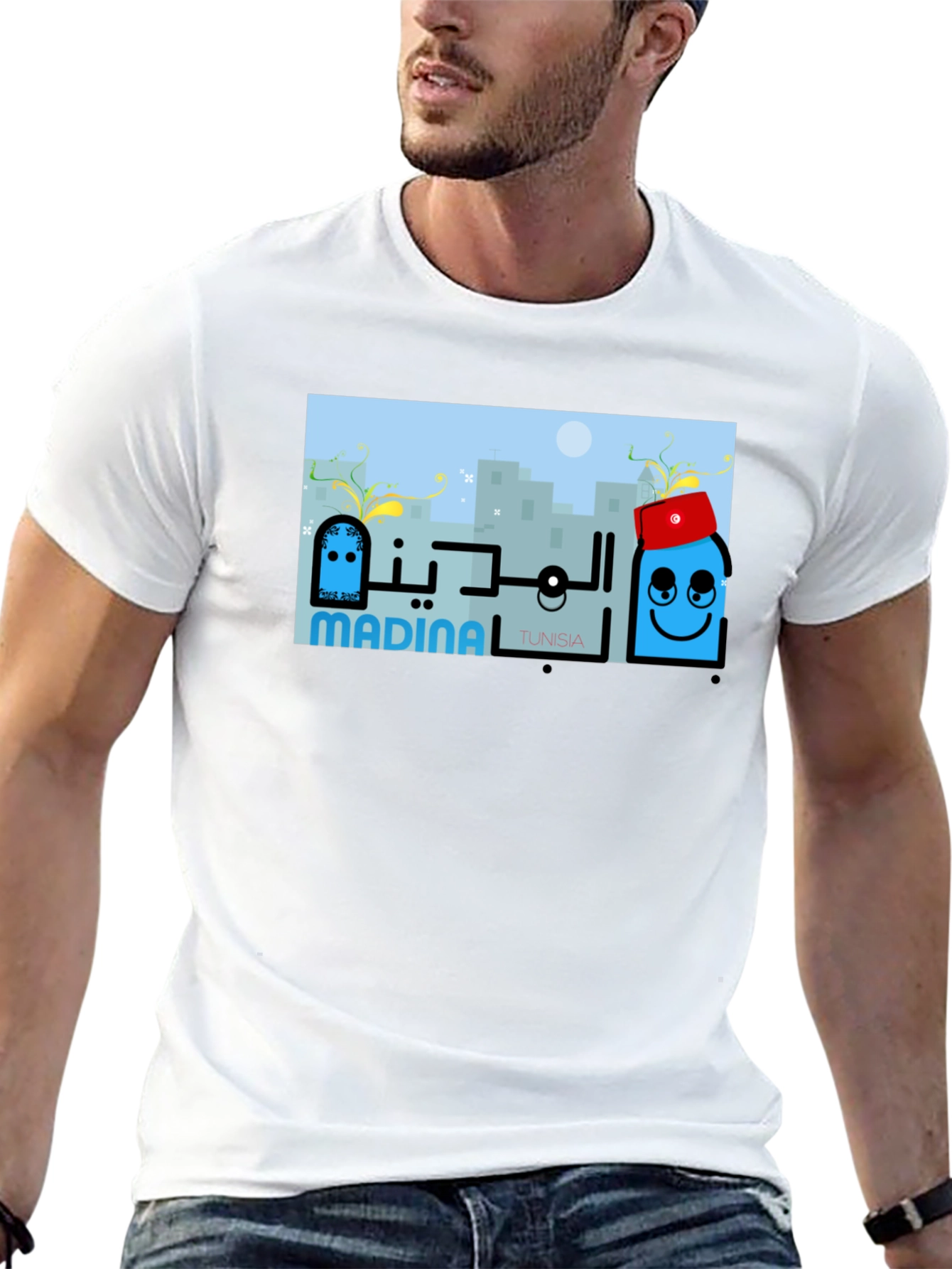 Madina Tunisia Graphic Tee - Cityscape T-Shirt