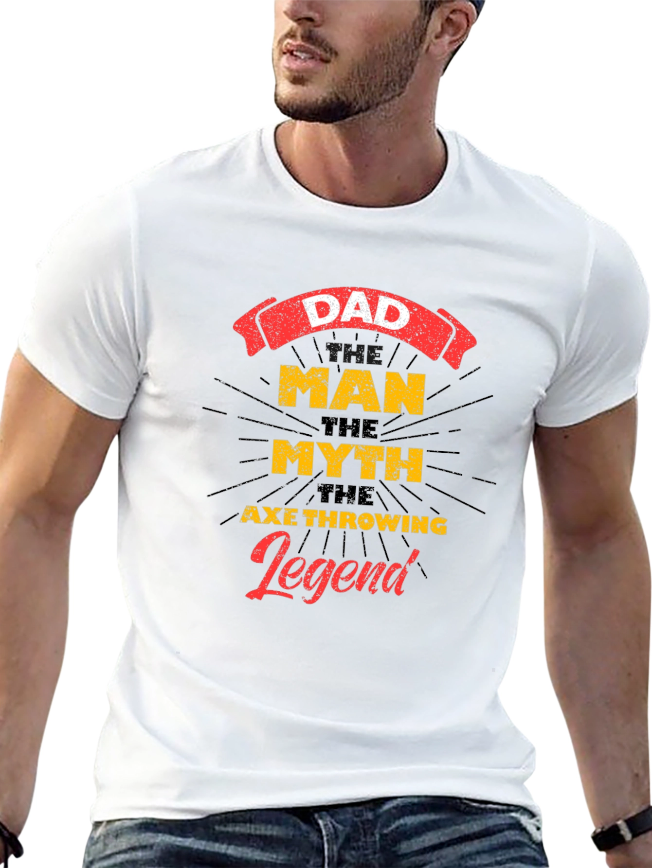 Dad Man Myth Axe Throwing Legend Graphic T-Shirt