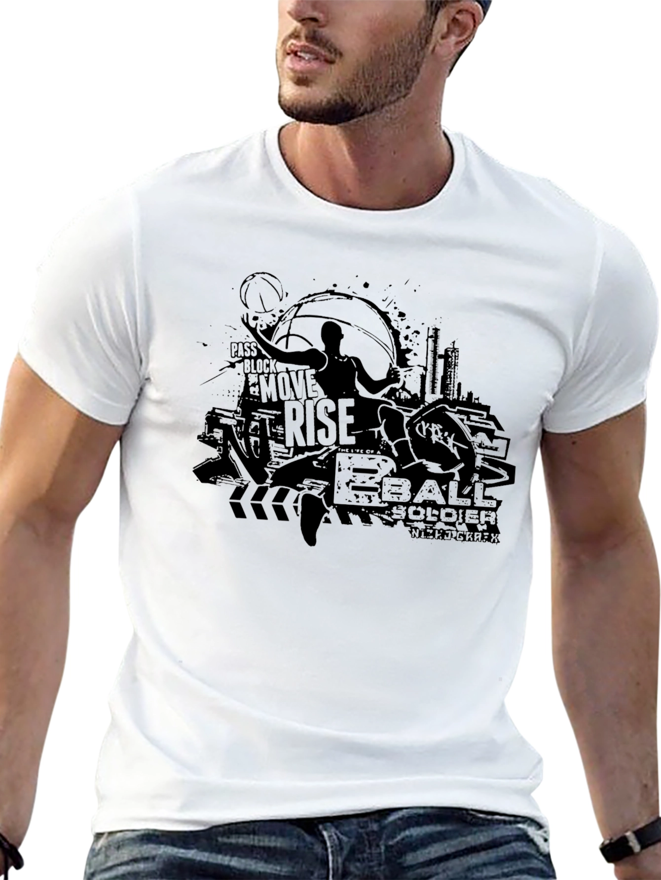 Basketball Soldier Rise Black Graphic Tee