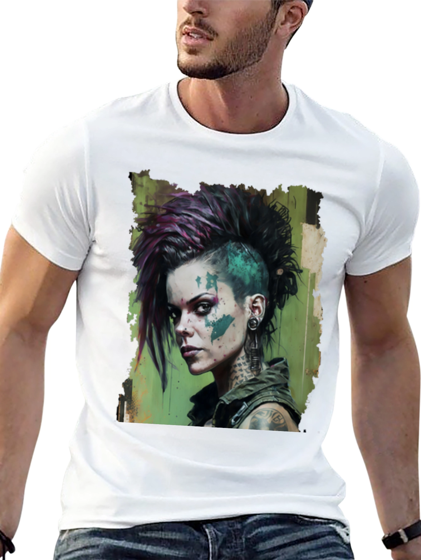 Edgy Punk Rock Girl Graphic Tee