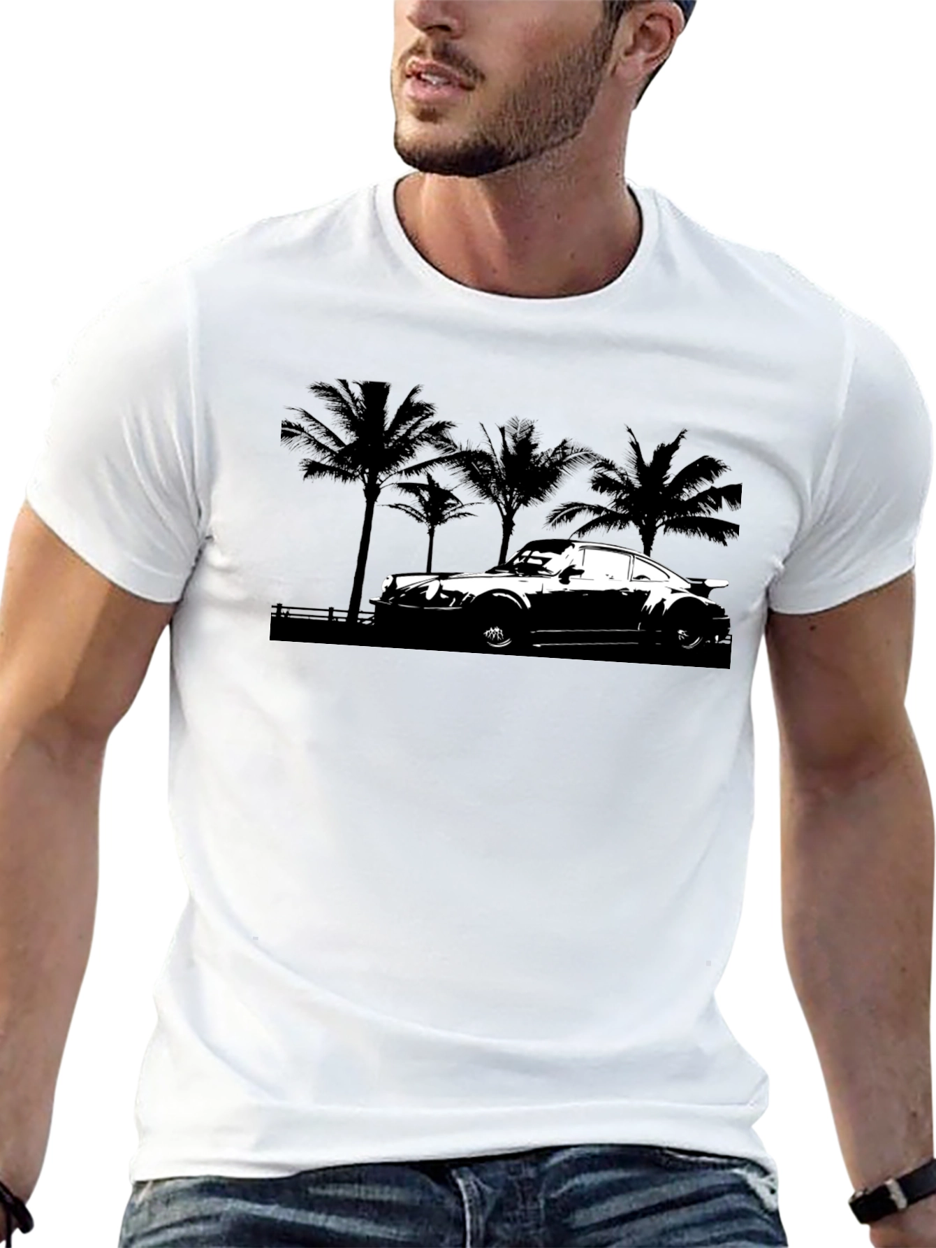 Porsche Palm Tree Black T-Shirt