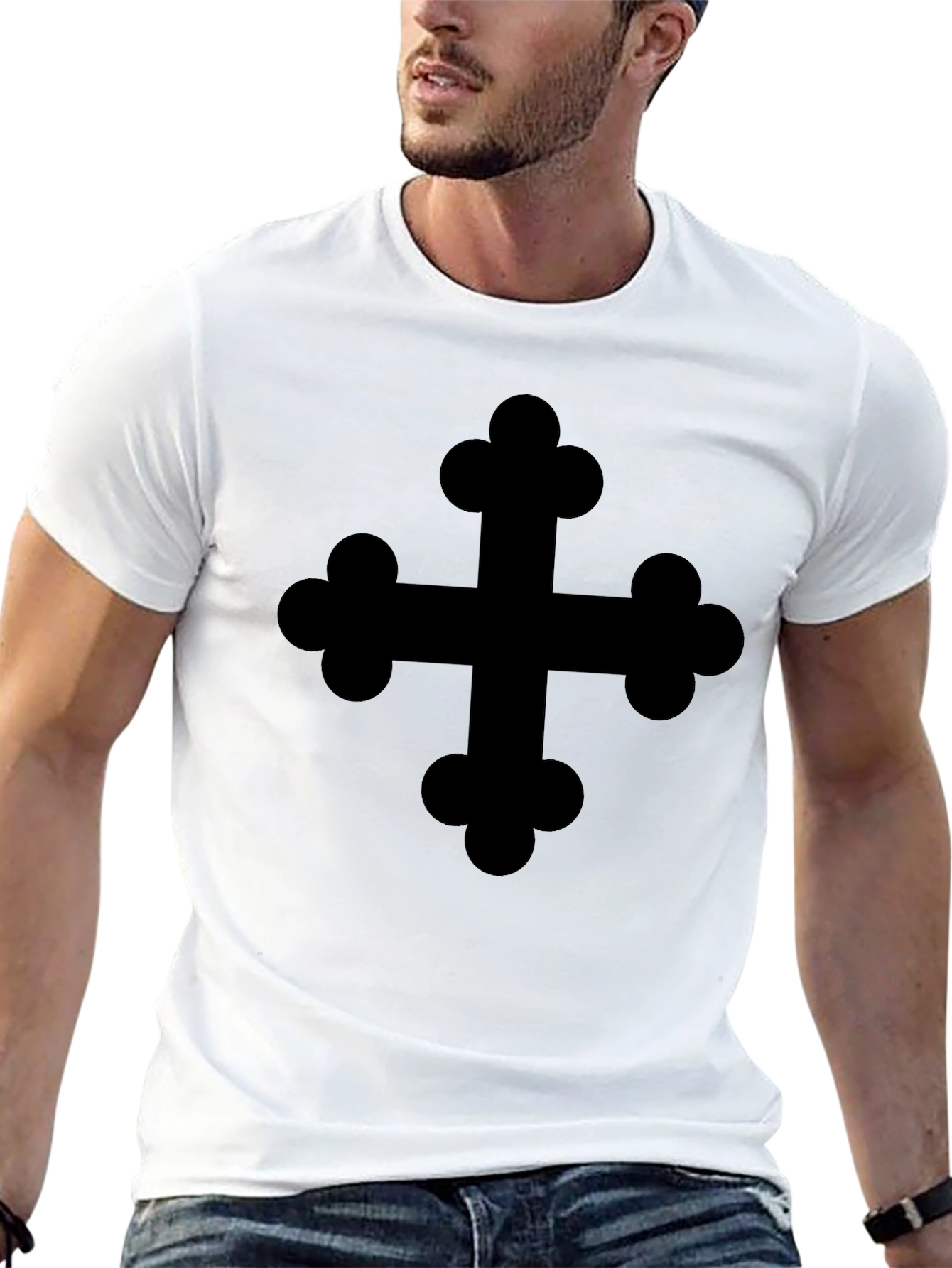 Black T-Shirt with Cross Design