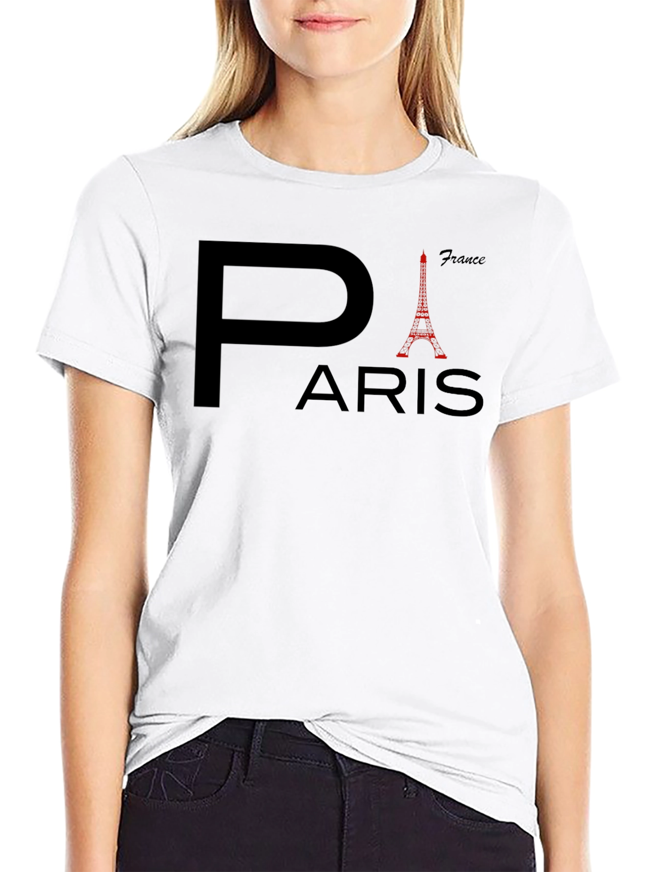 Paris France Eiffel Tower Mens Black T-Shirt