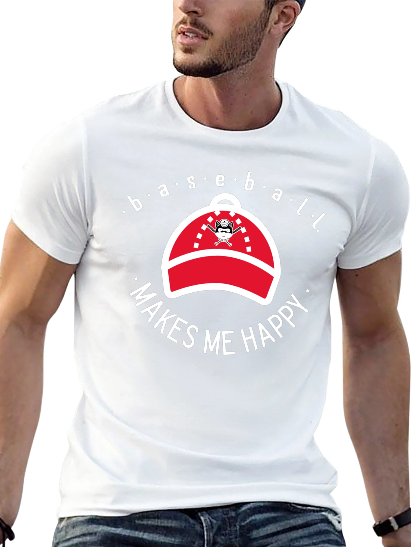 Baseball Makes Me Happy Graphic T-Shirt