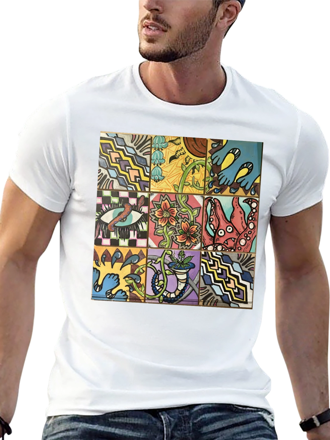 Unique Graphic Tee - Artistic Tile Pattern