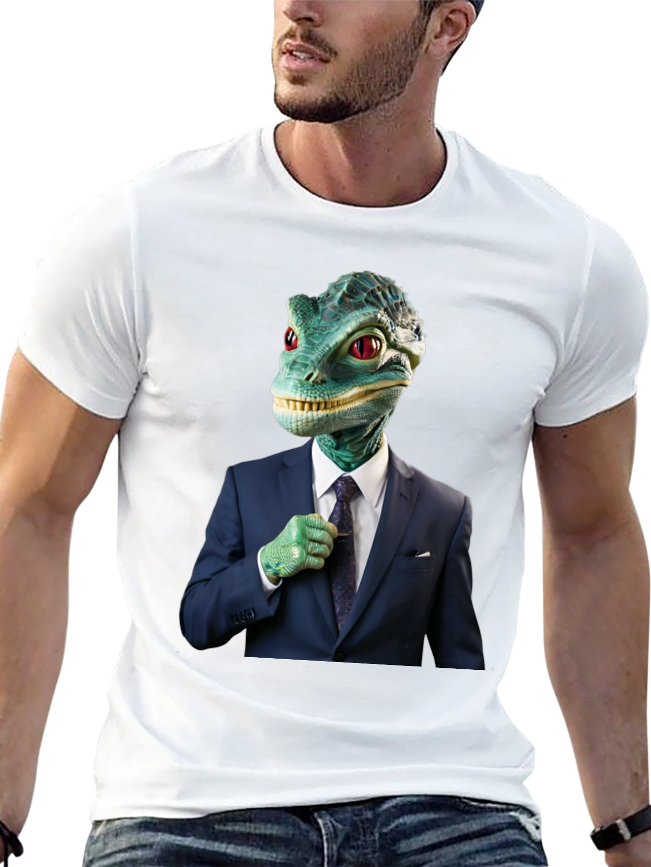 Dapper Reptilian T-Shirt: Business Lizard Design