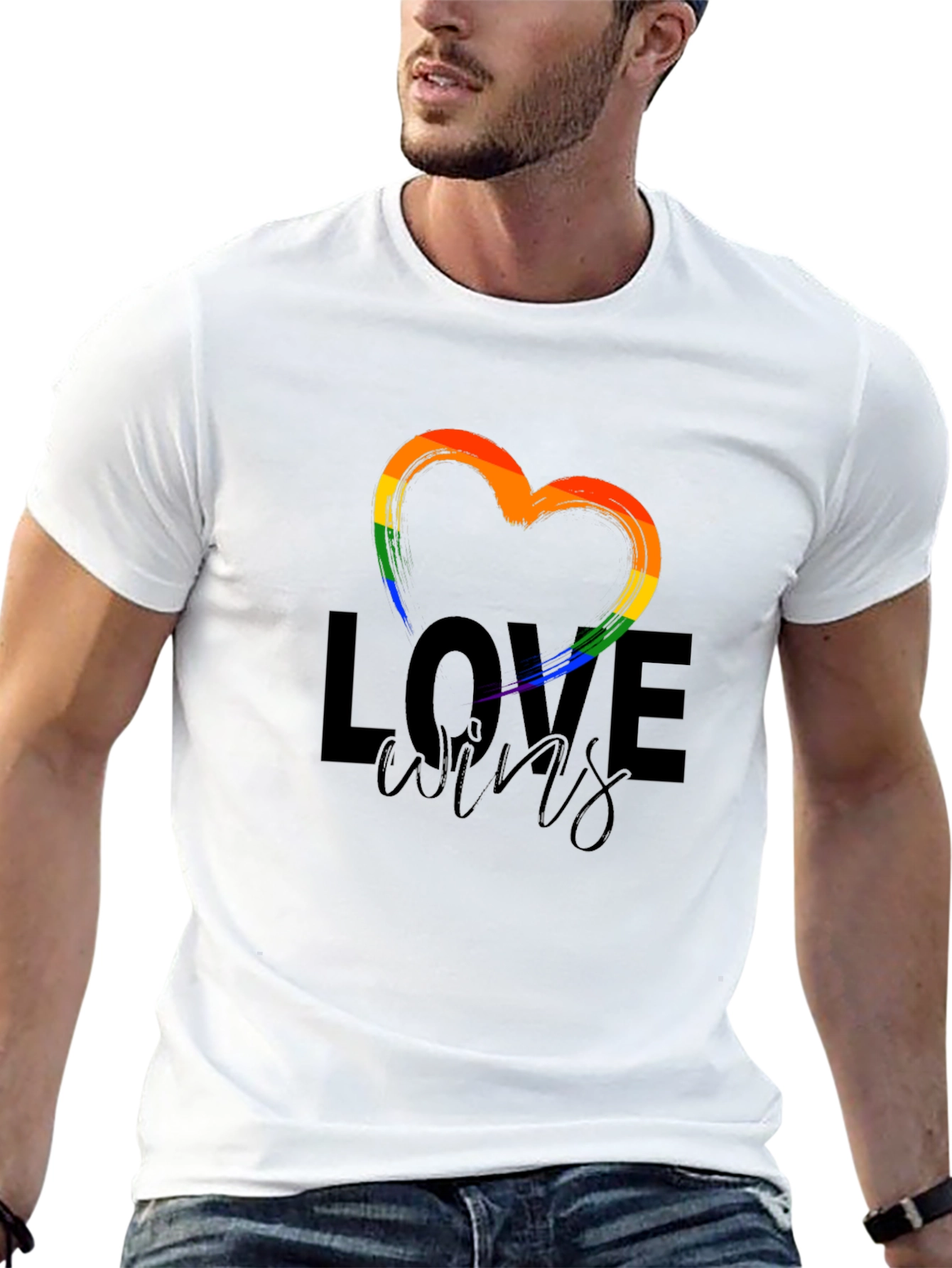 Love Wins Rainbow Heart Graphic T-Shirt