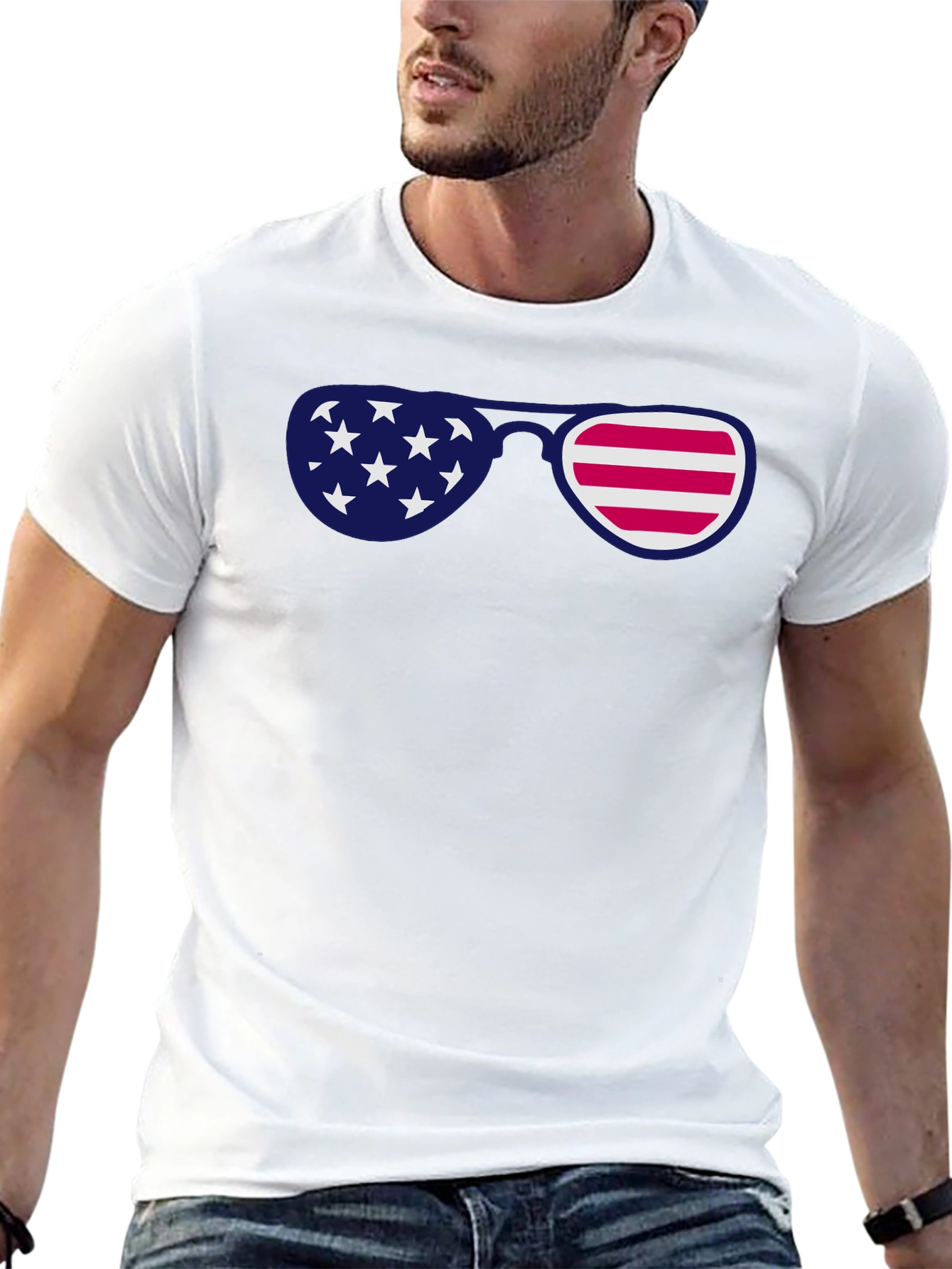 Patriotic Sunglasses Graphic Tee - USA Pride