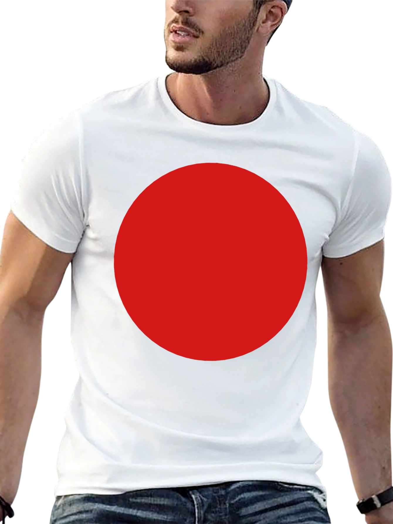 Mens Black T-Shirt with Large Red Circle Design