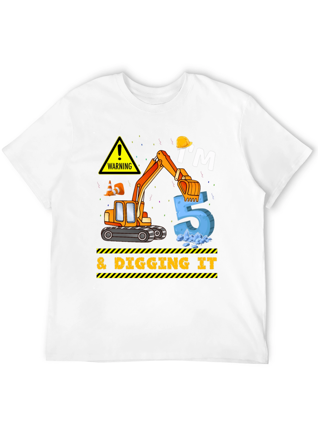 Kids 5th Birthday Excavator T-Shirt
