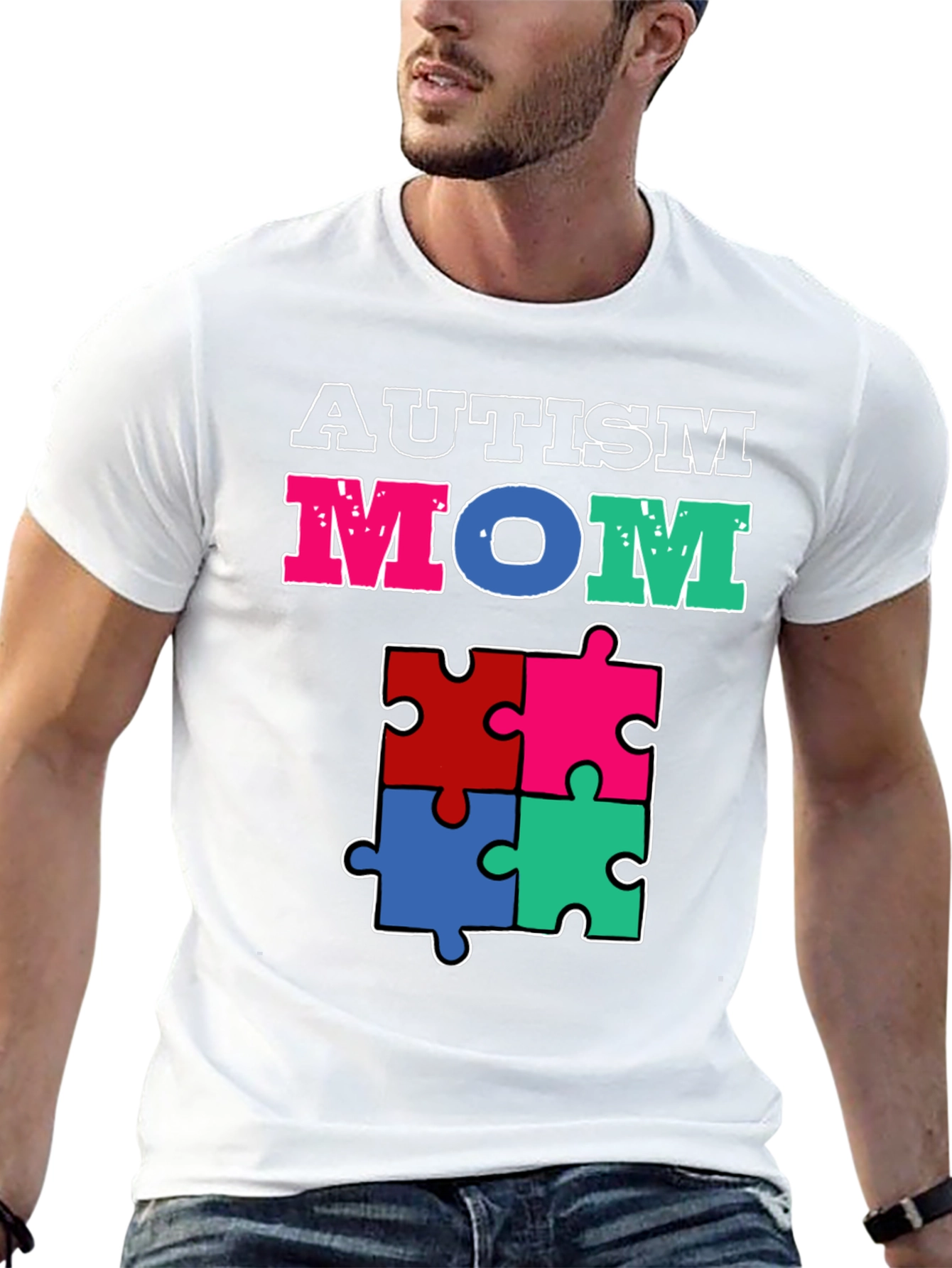 Autism Mom Puzzle Piece Graphic T-Shirt