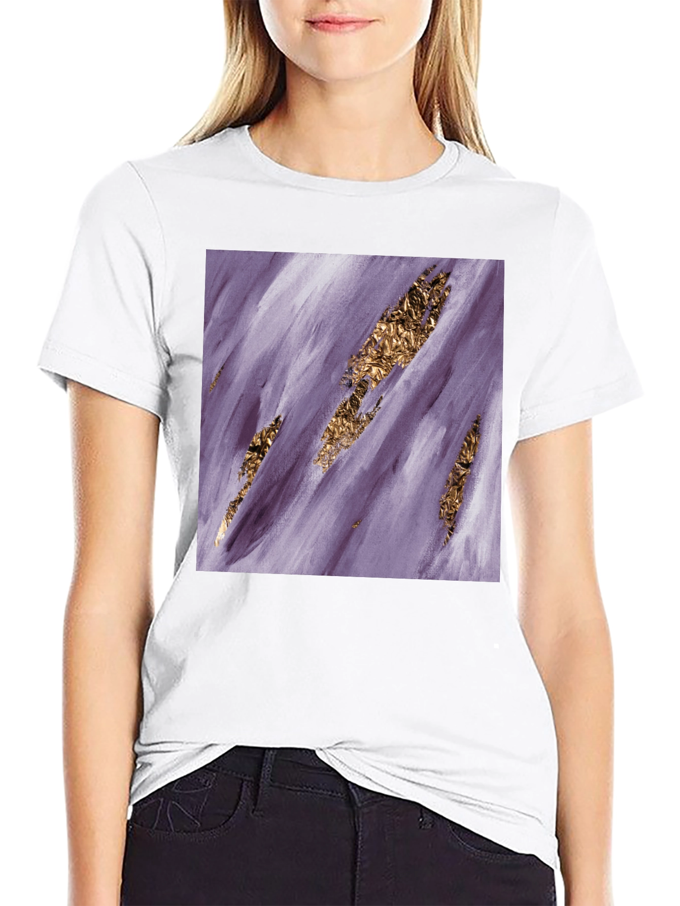 Abstract Gold Foil Art Black T-Shirt