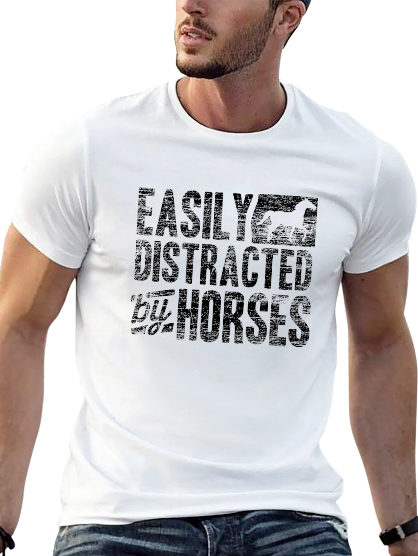 Easily Distracted by Horses Black Graphic Tee