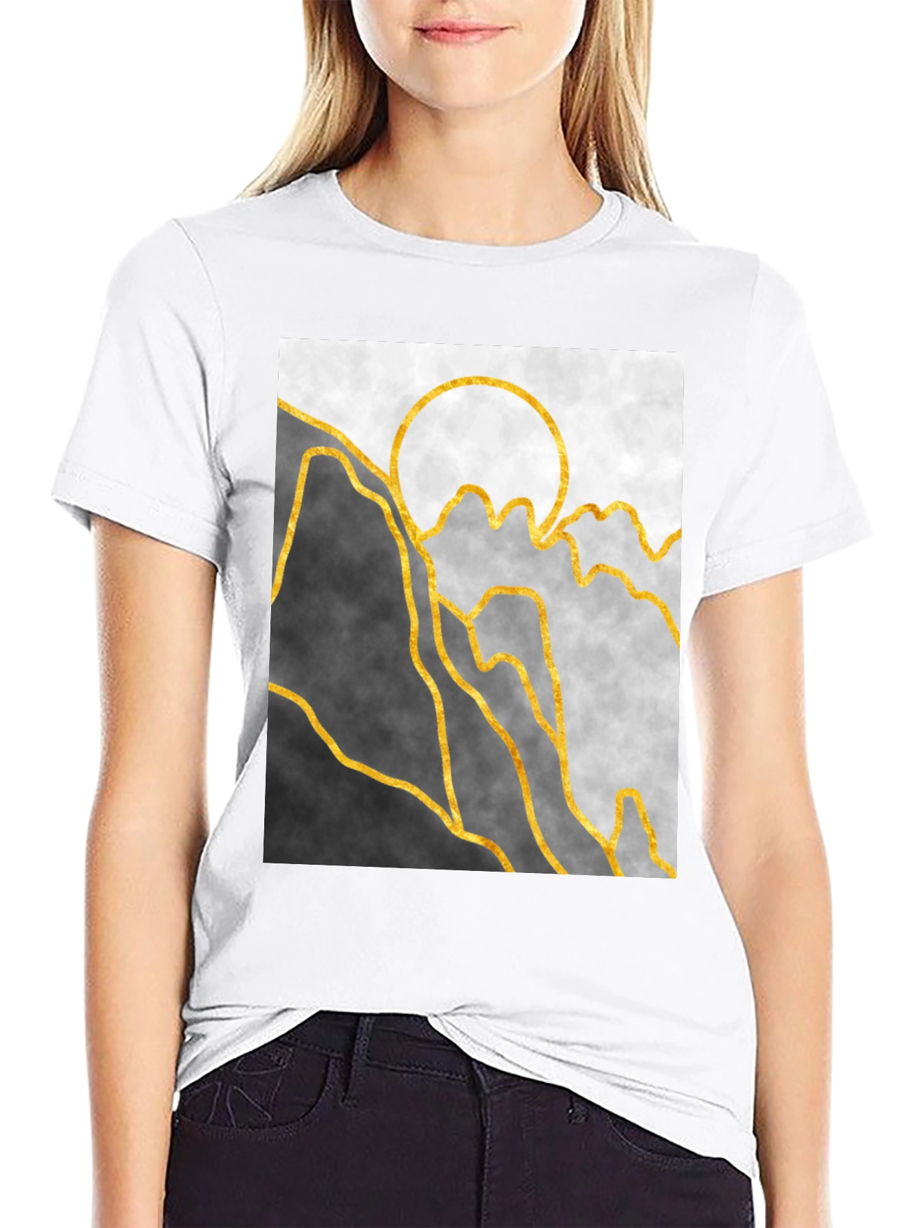 Abstract Mountain & Sun Graphic Tee