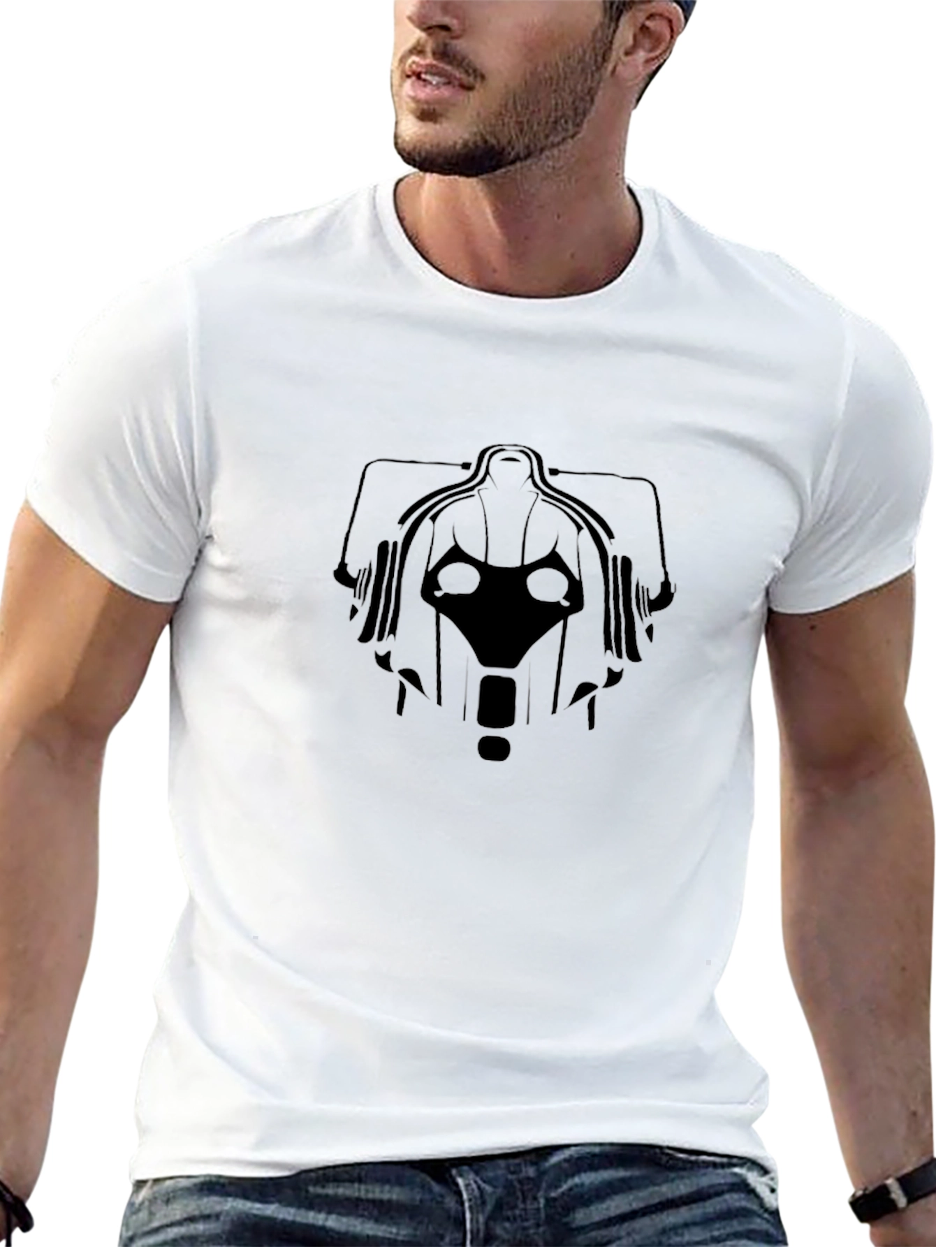 Abstract Robot Graphic Black T-Shirt