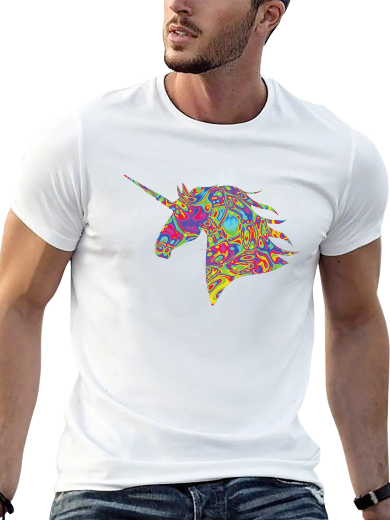 Psychedelic Unicorn Graphic Tee - Black
