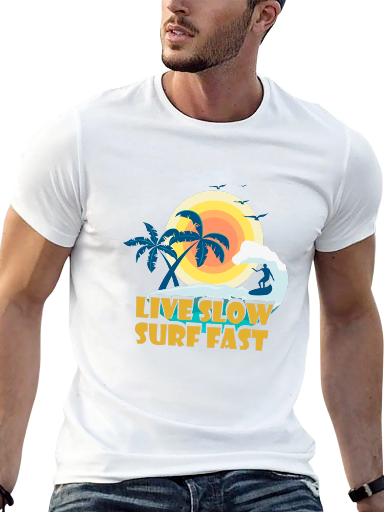 Live Slow Surf Fast Graphic Tee - Black