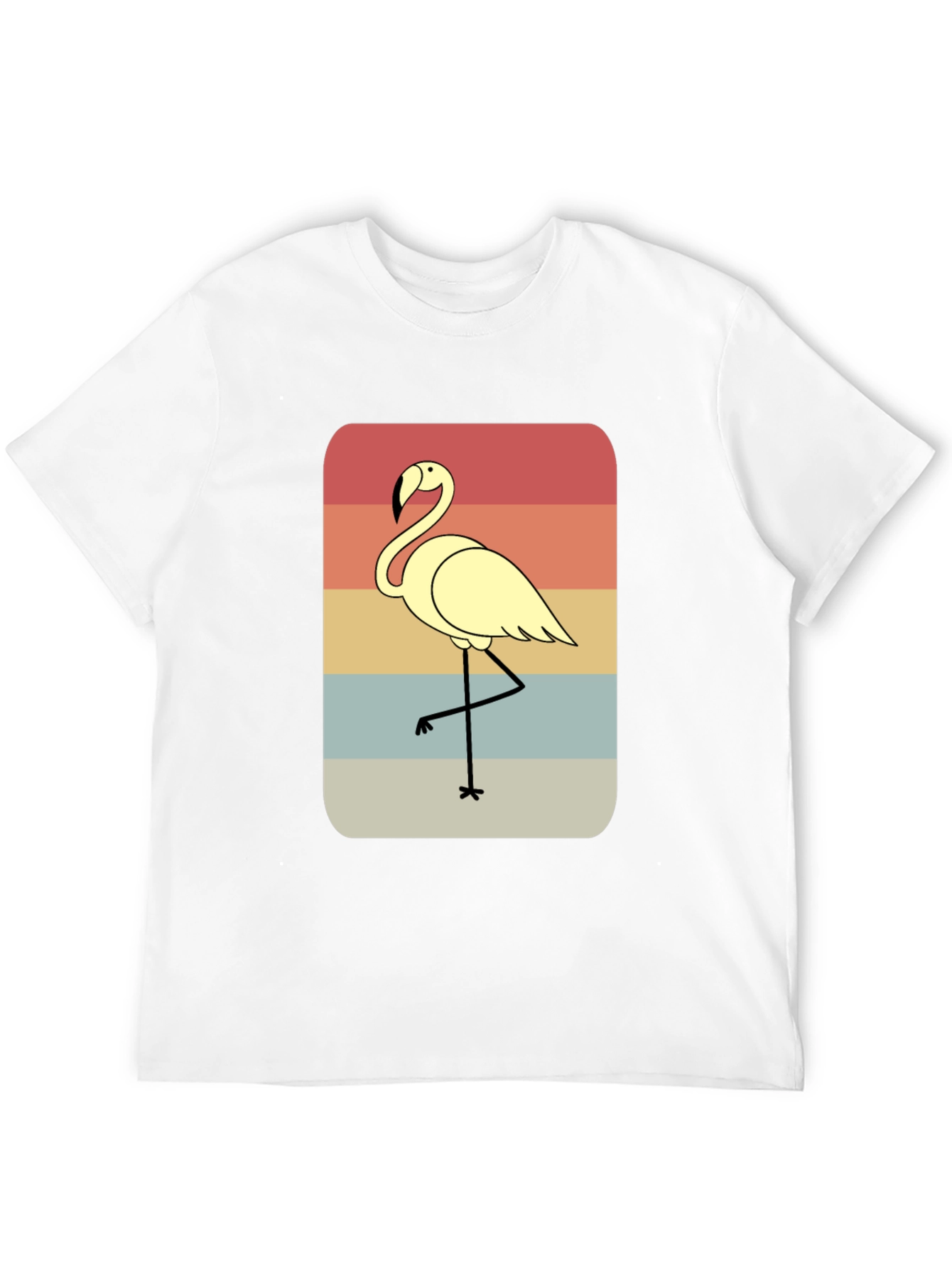 Retro Flamingo T-Shirt - Black Casual Tee