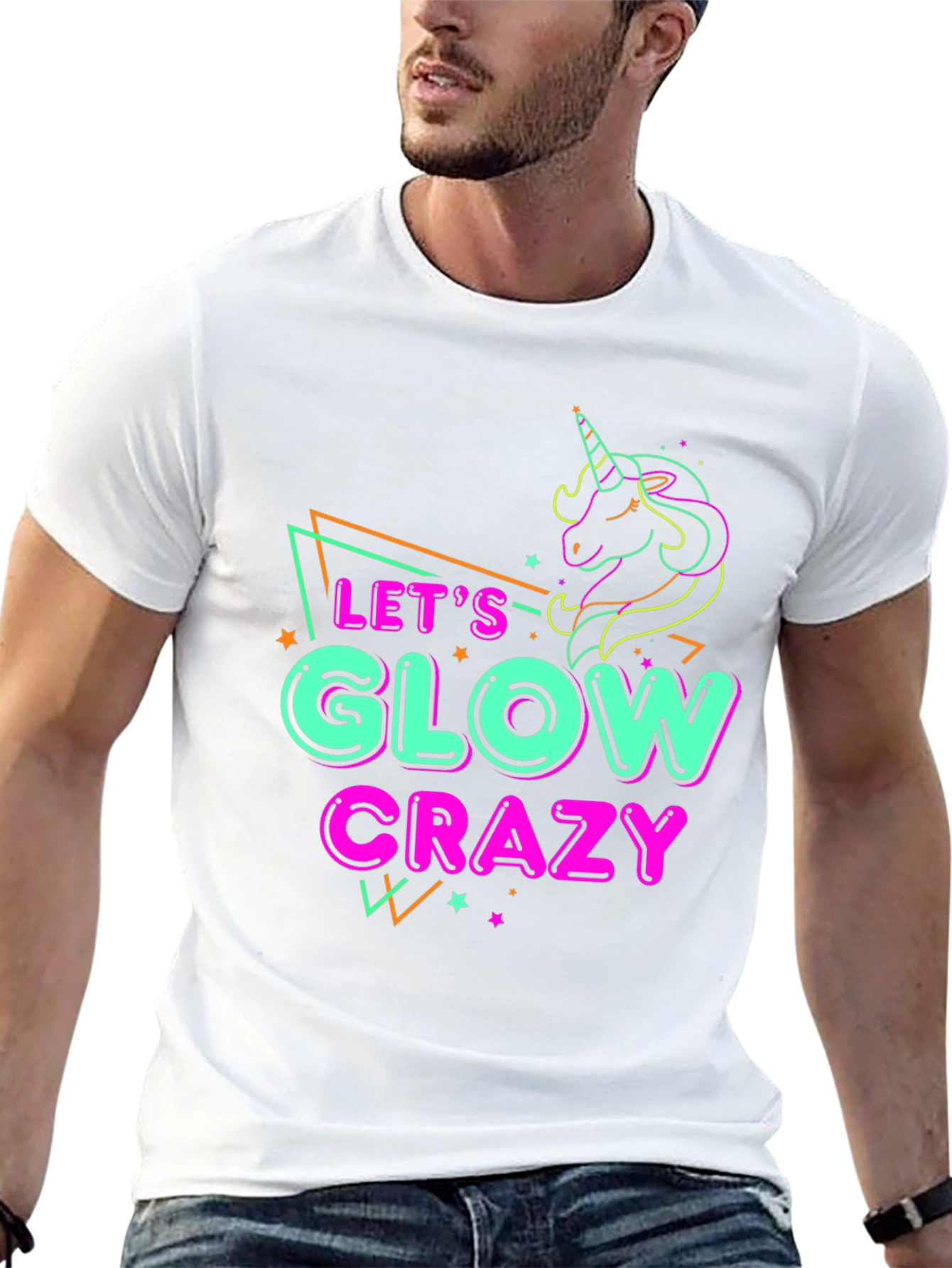 Lets Glow Crazy Unicorn Graphic T-Shirt
