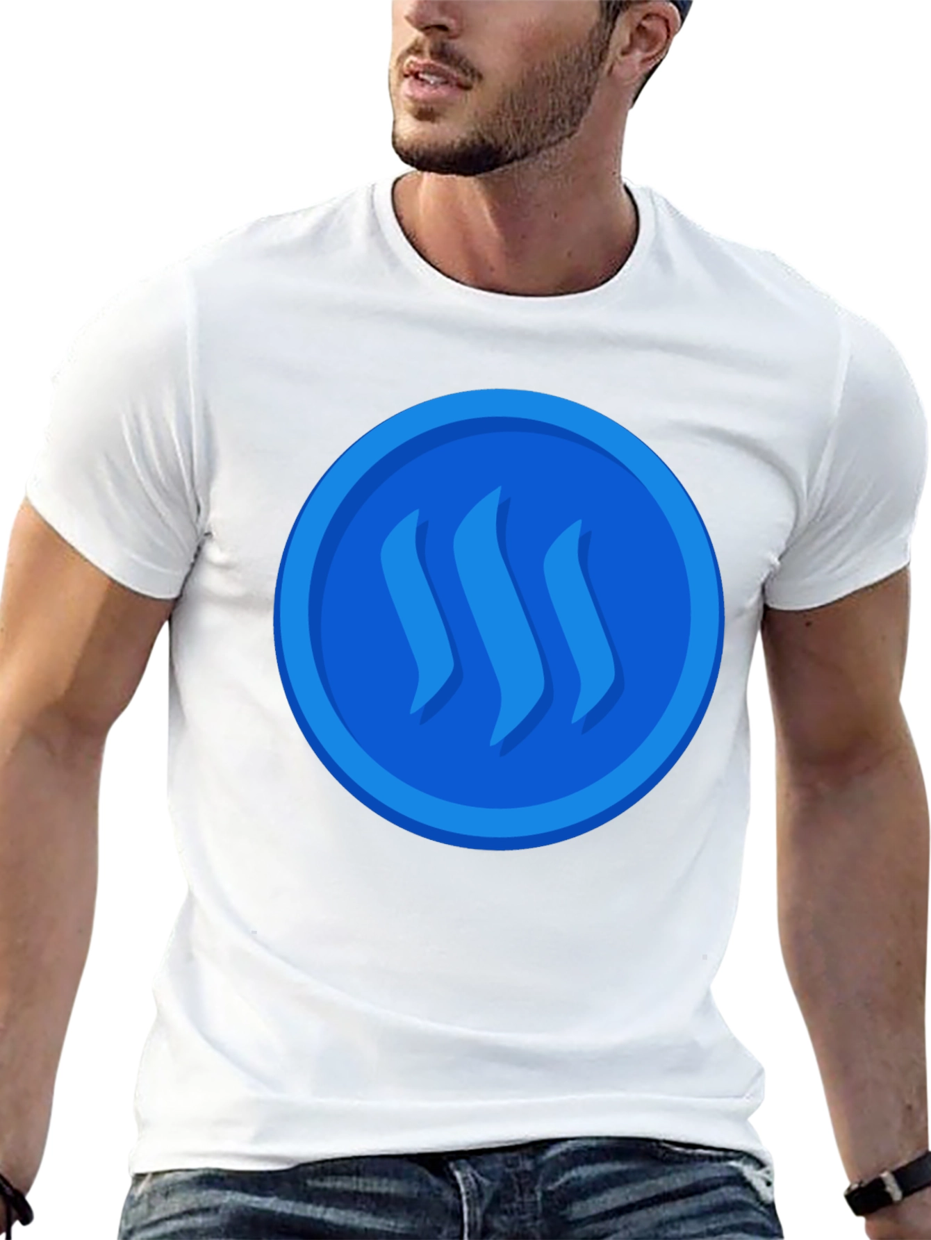 Blue Steem Logo on Black T-Shirt