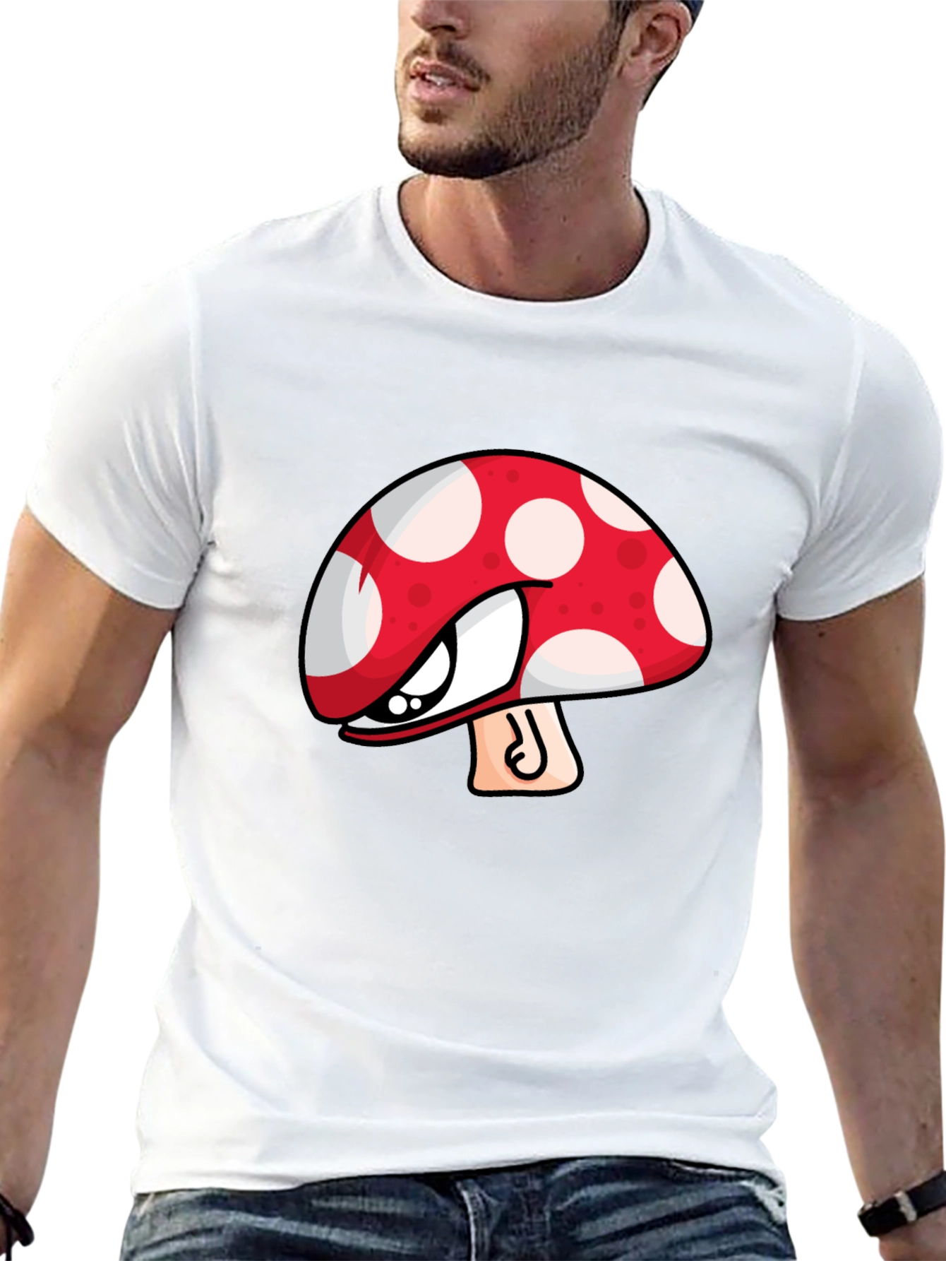 Mushroom Graphic Tee - Black Cotton Blend