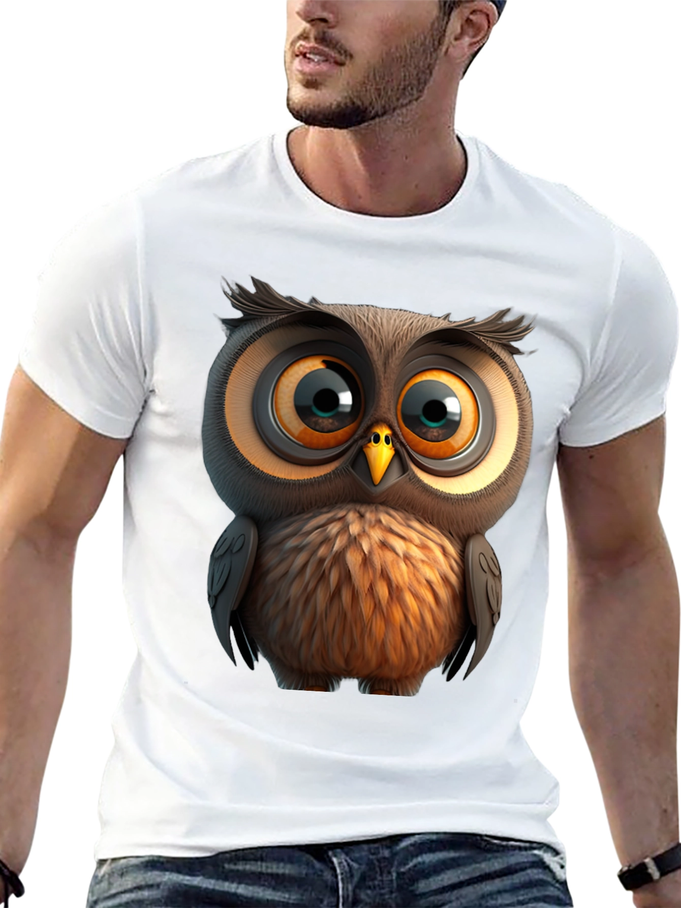 Cartoon Owl Graphic Tee - Unisex Black T-Shirt