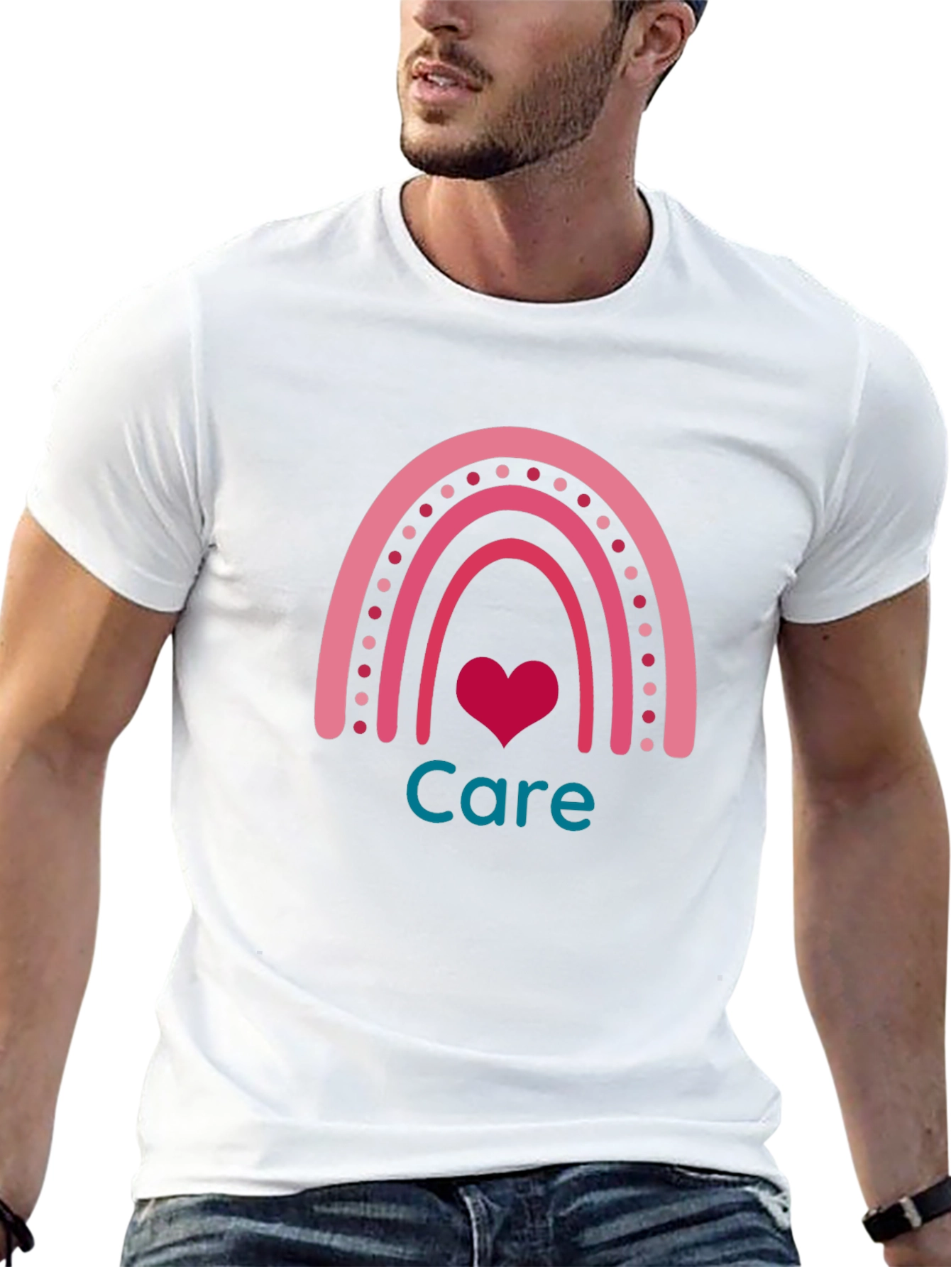 Care Rainbow Heart Graphic Tee