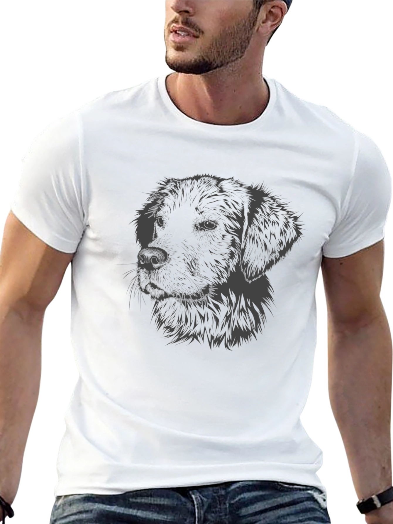 Dog Portrait Graphic T-Shirt - Black