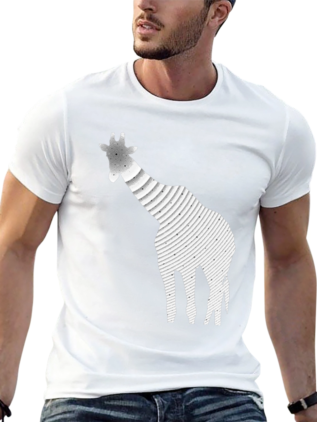 Giraffe Graphic Print Black T-Shirt