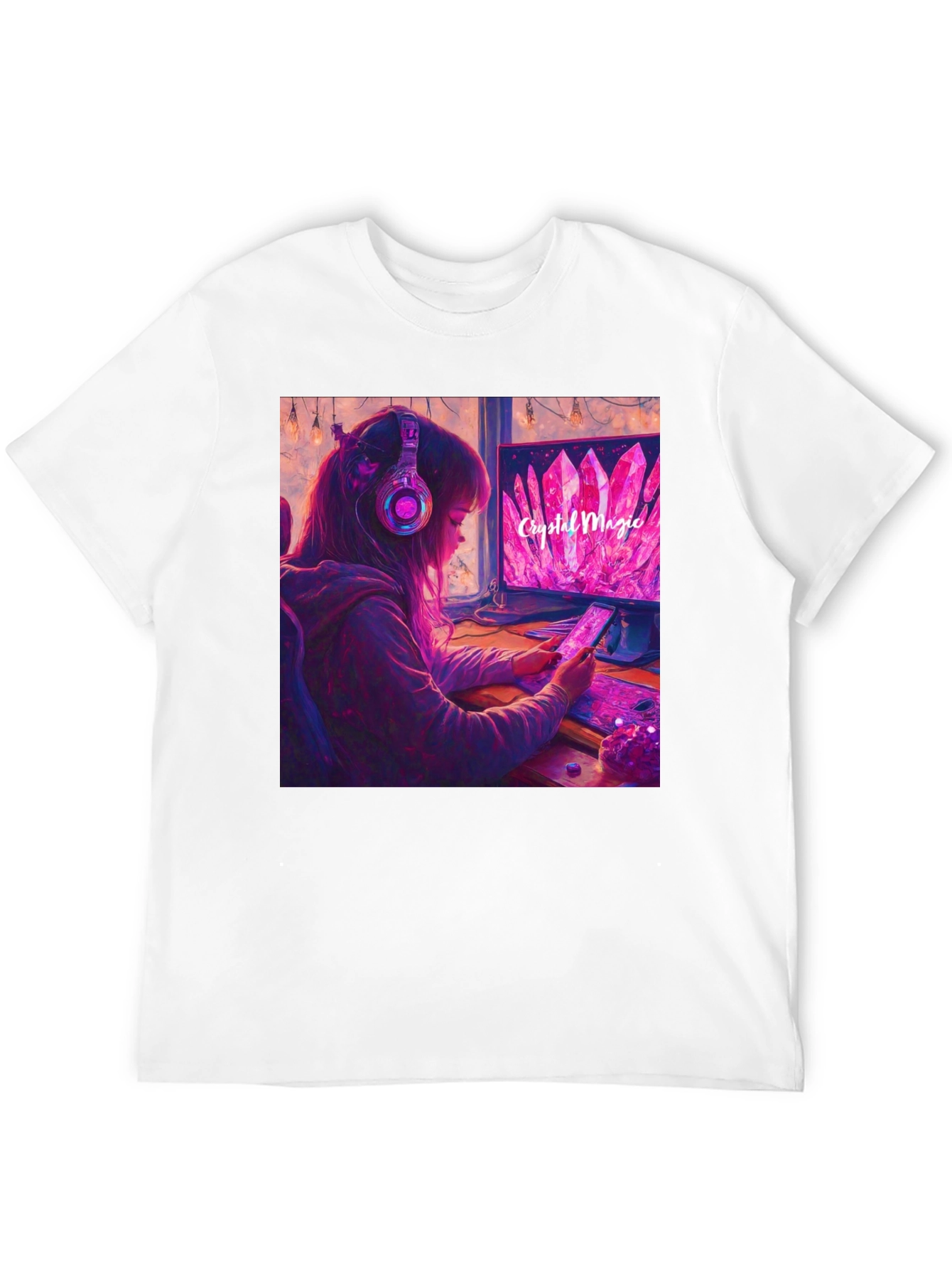 Crystal Magic Gamer Girl Black Tee
