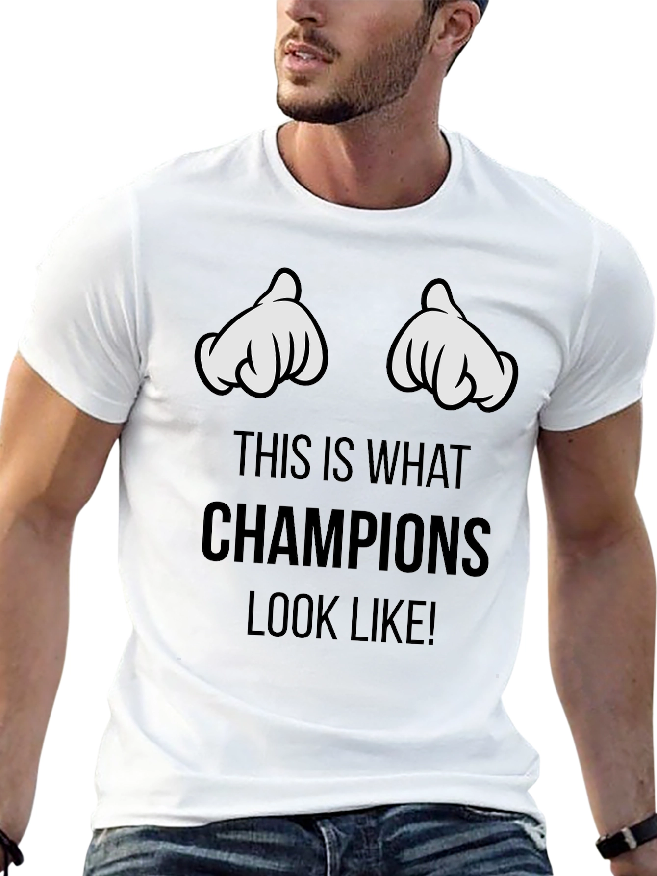 Champions Graphic T-Shirt - Black Crew Neck Tee