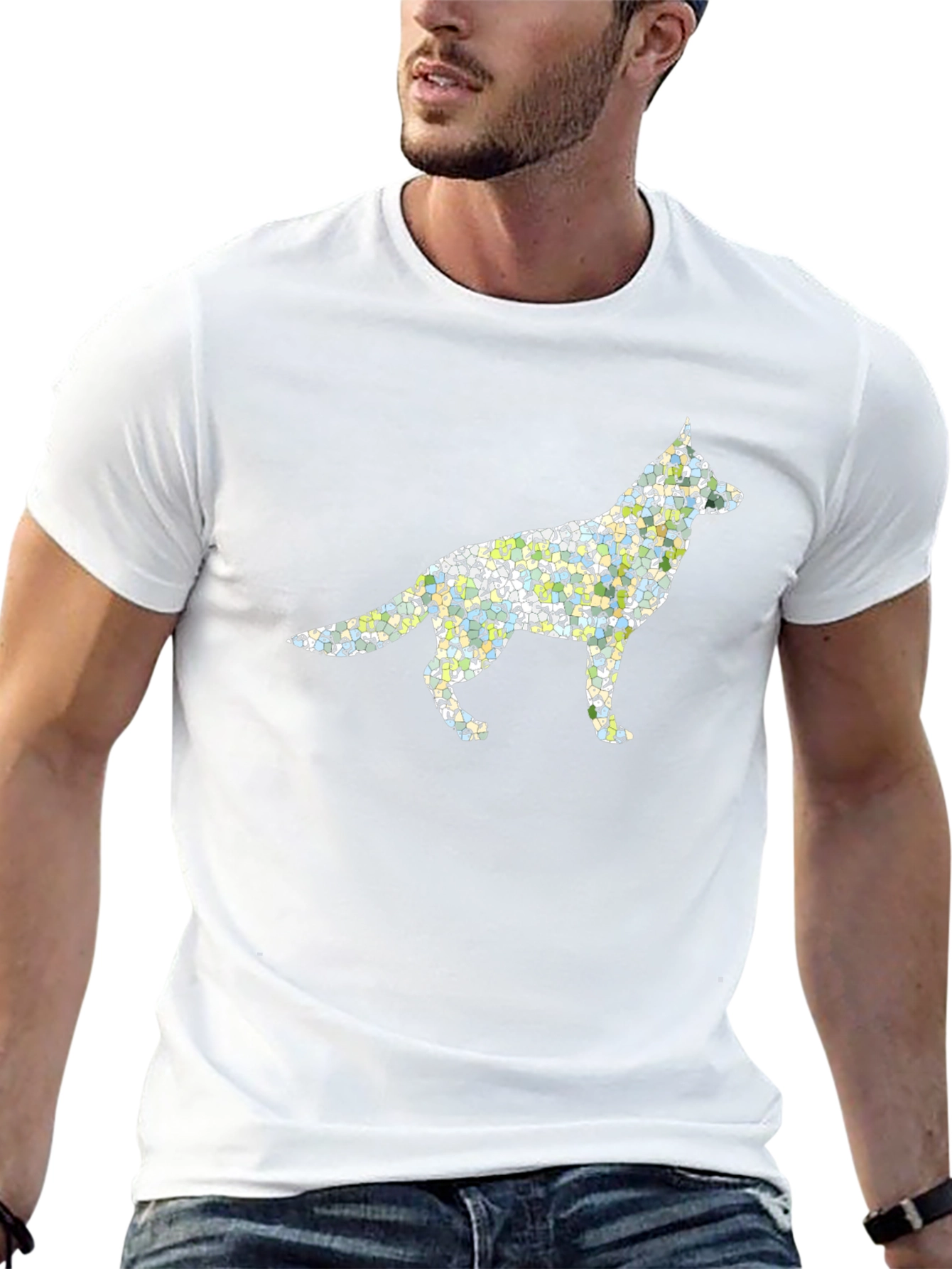 Dog Breed Silhouette Mens Black T-Shirt