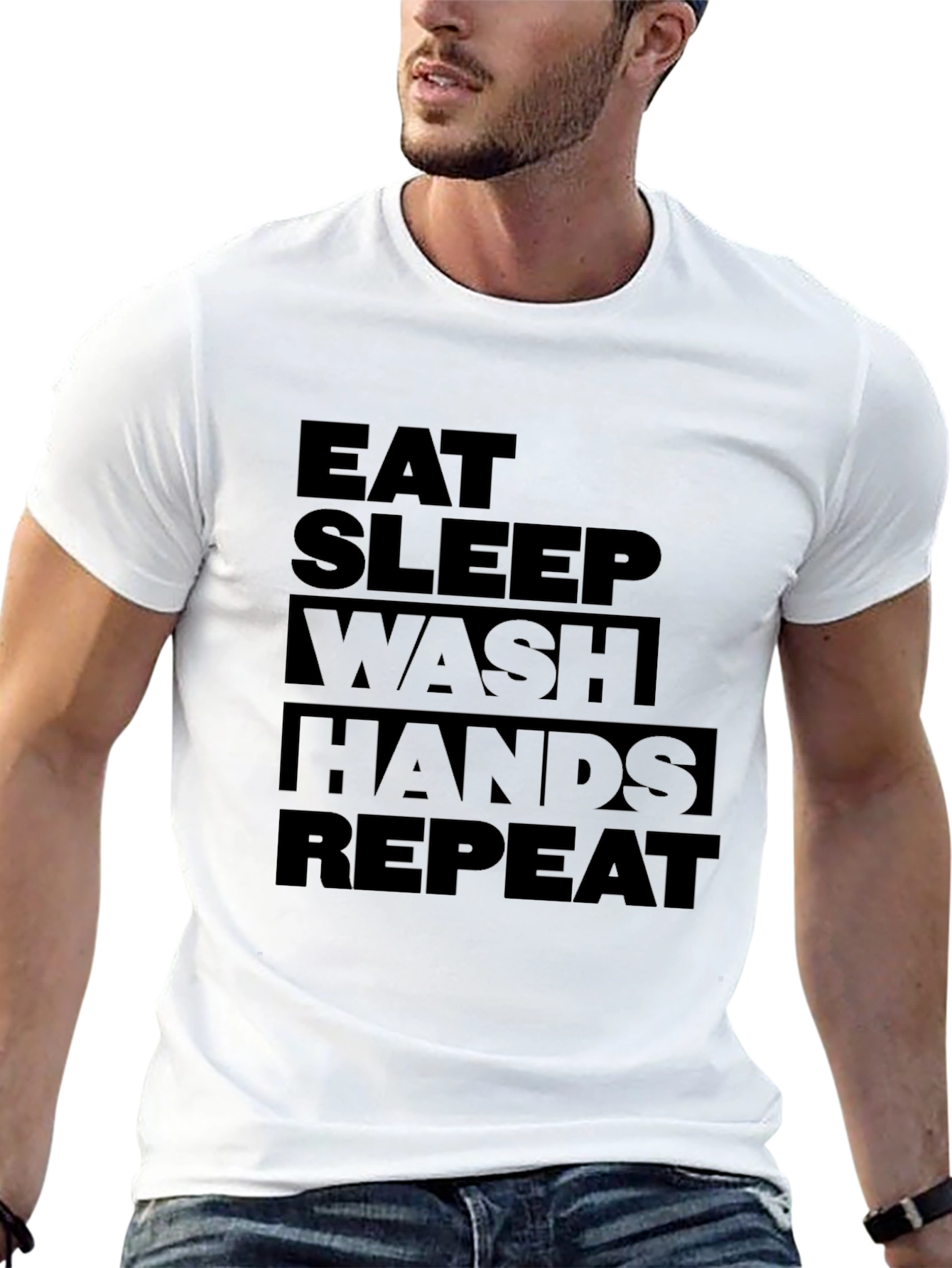 Eat Sleep Wash Hands Repeat Graphic Tee