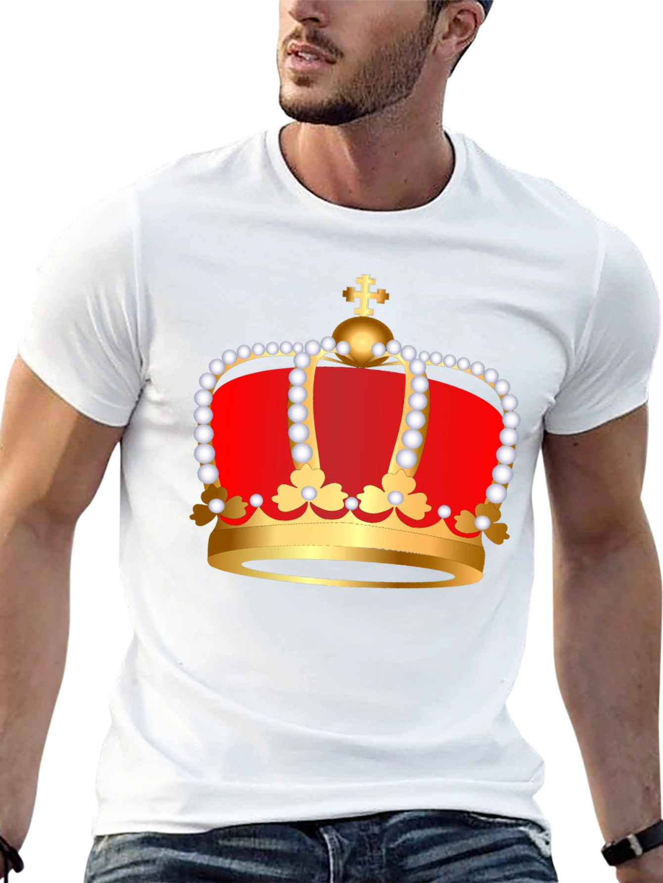 Regal Crown Graphic Tee - Black Cotton Blend
