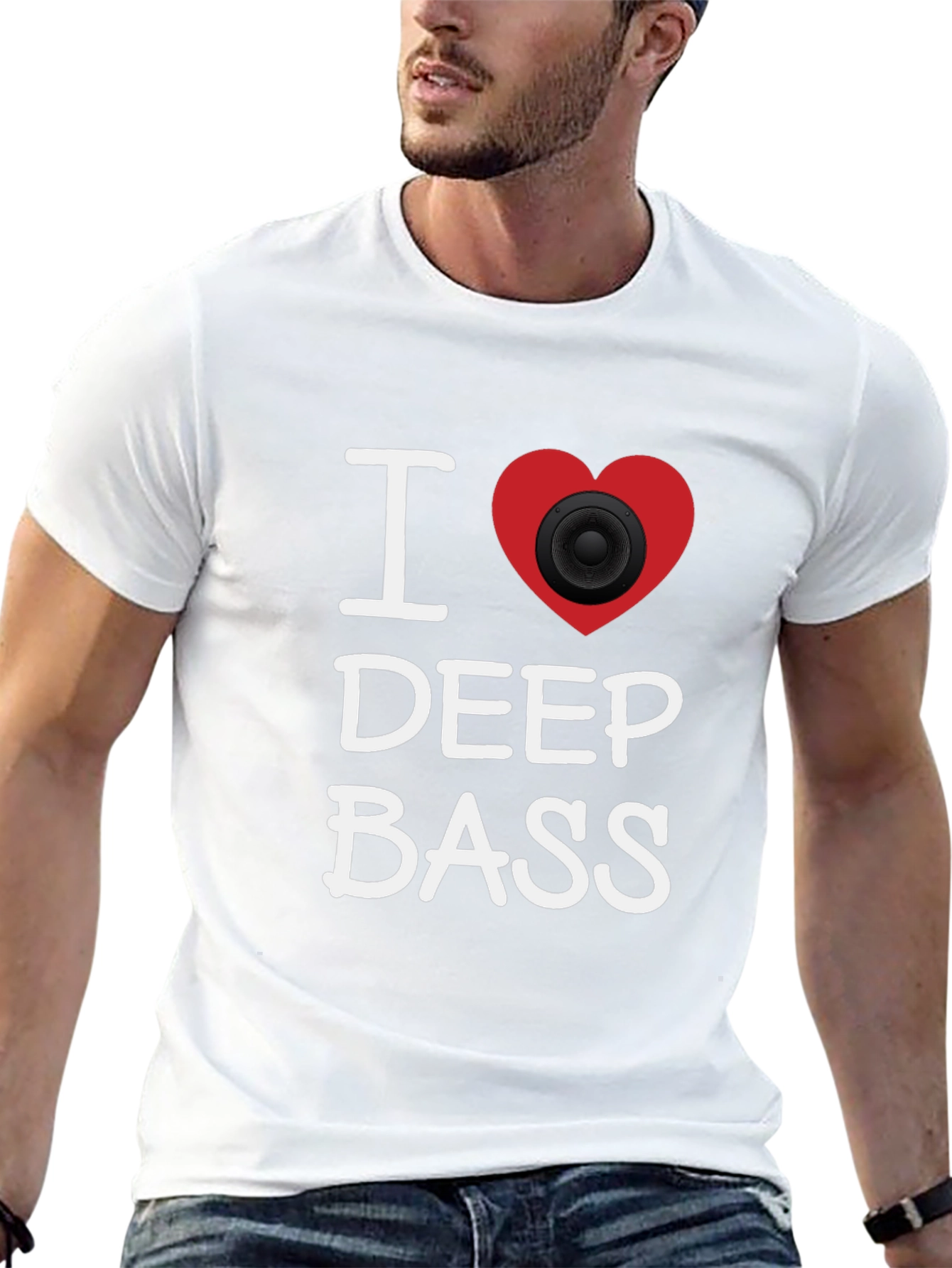 I Heart Deep Bass Black Graphic T-Shirt