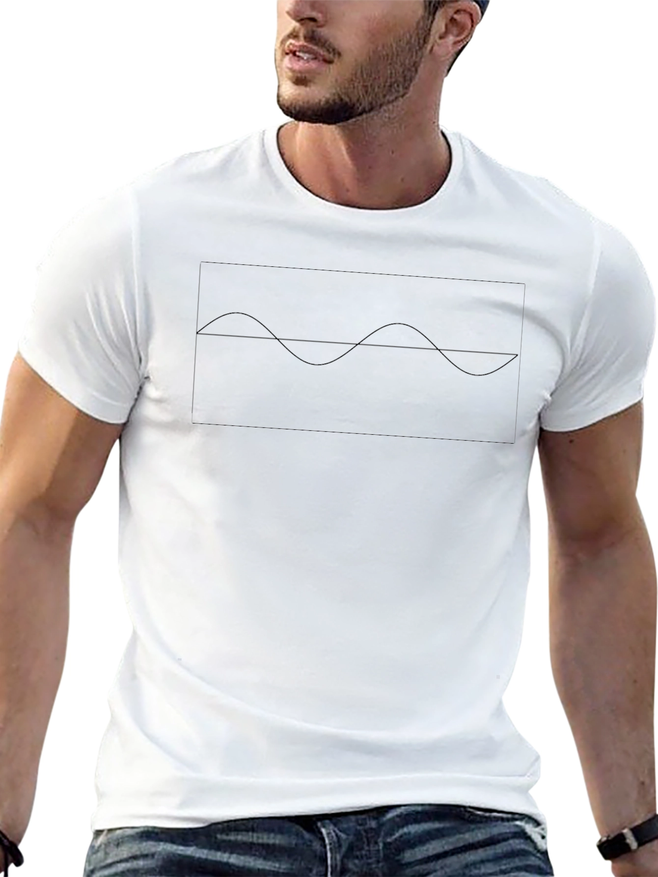 Sine Wave Graphic Tee - Black Cotton Casual Shirt