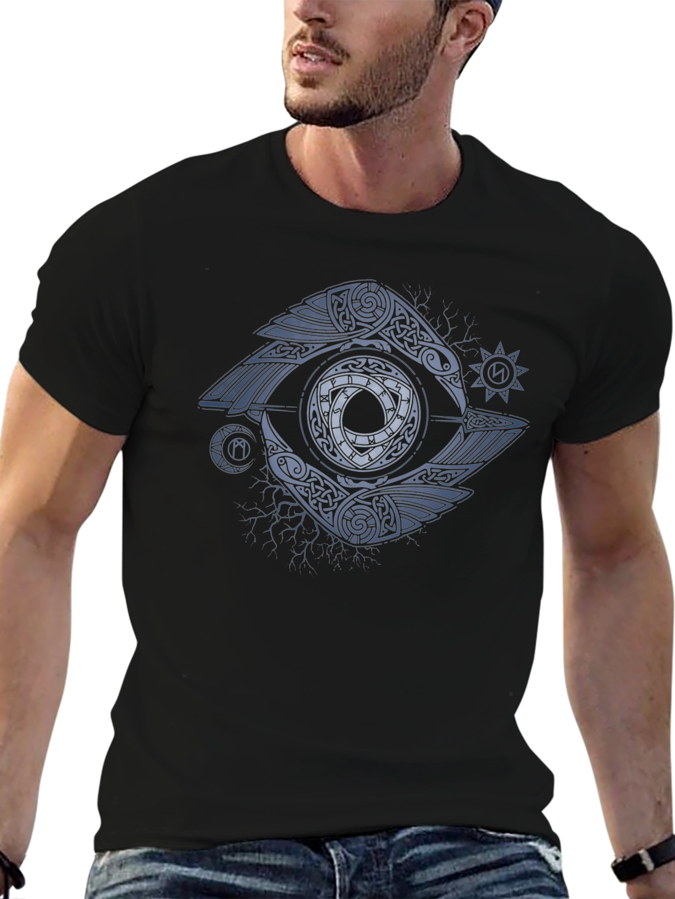 Norse Raven Graphic T-Shirt - Black