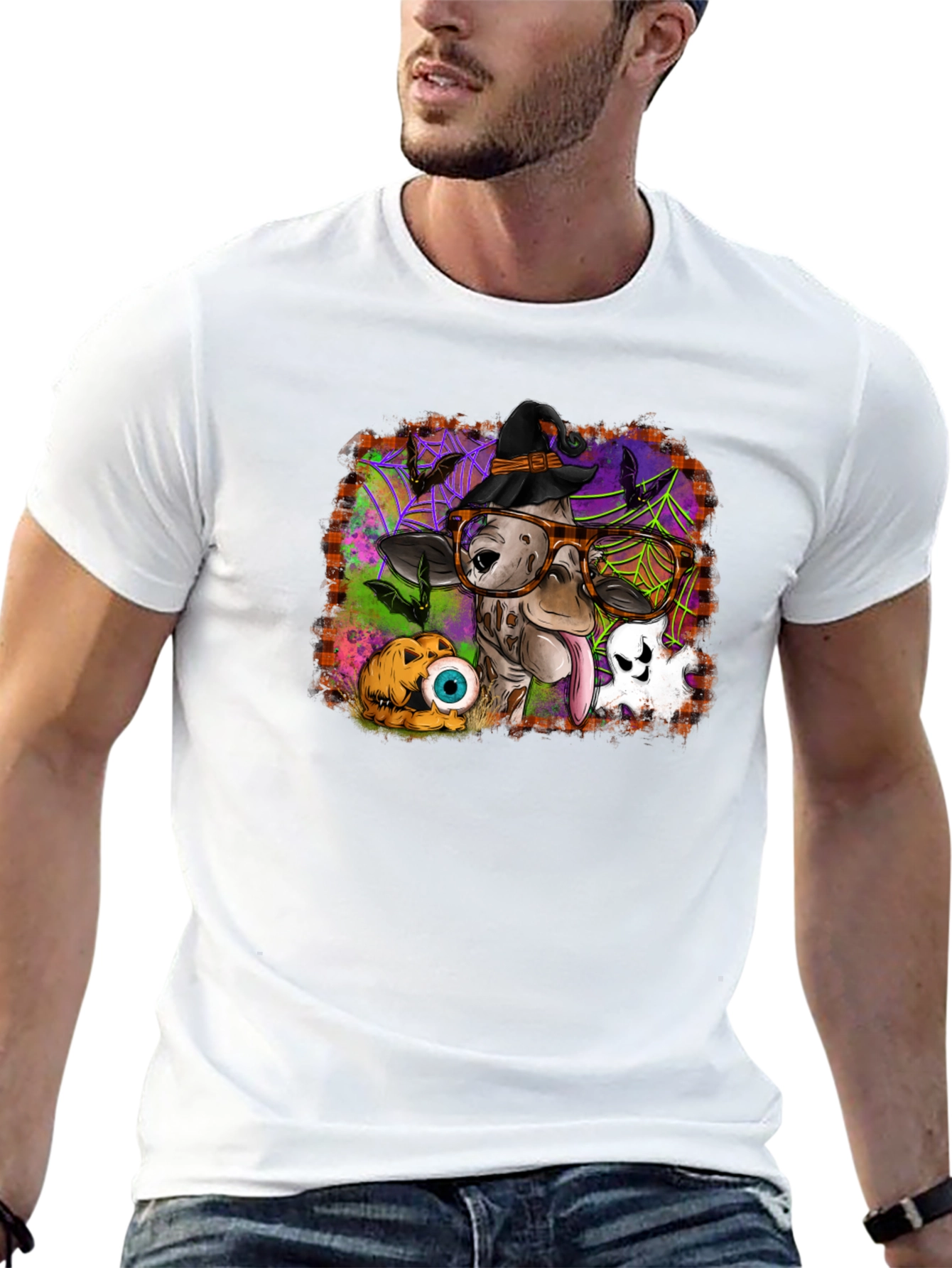 Halloween Cow Witch Graphic Tee