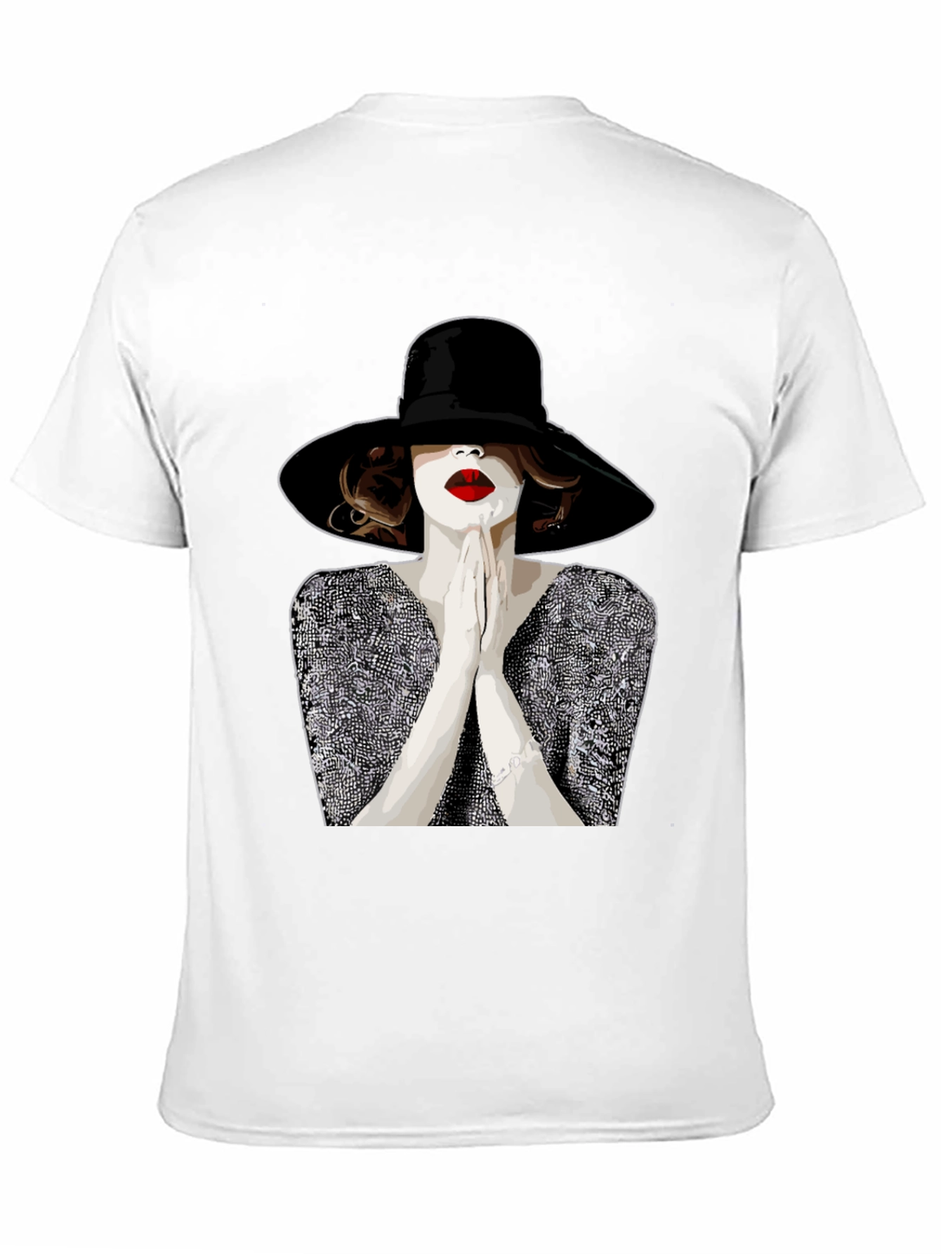 Stylish Graphic Tee - Woman with Hat